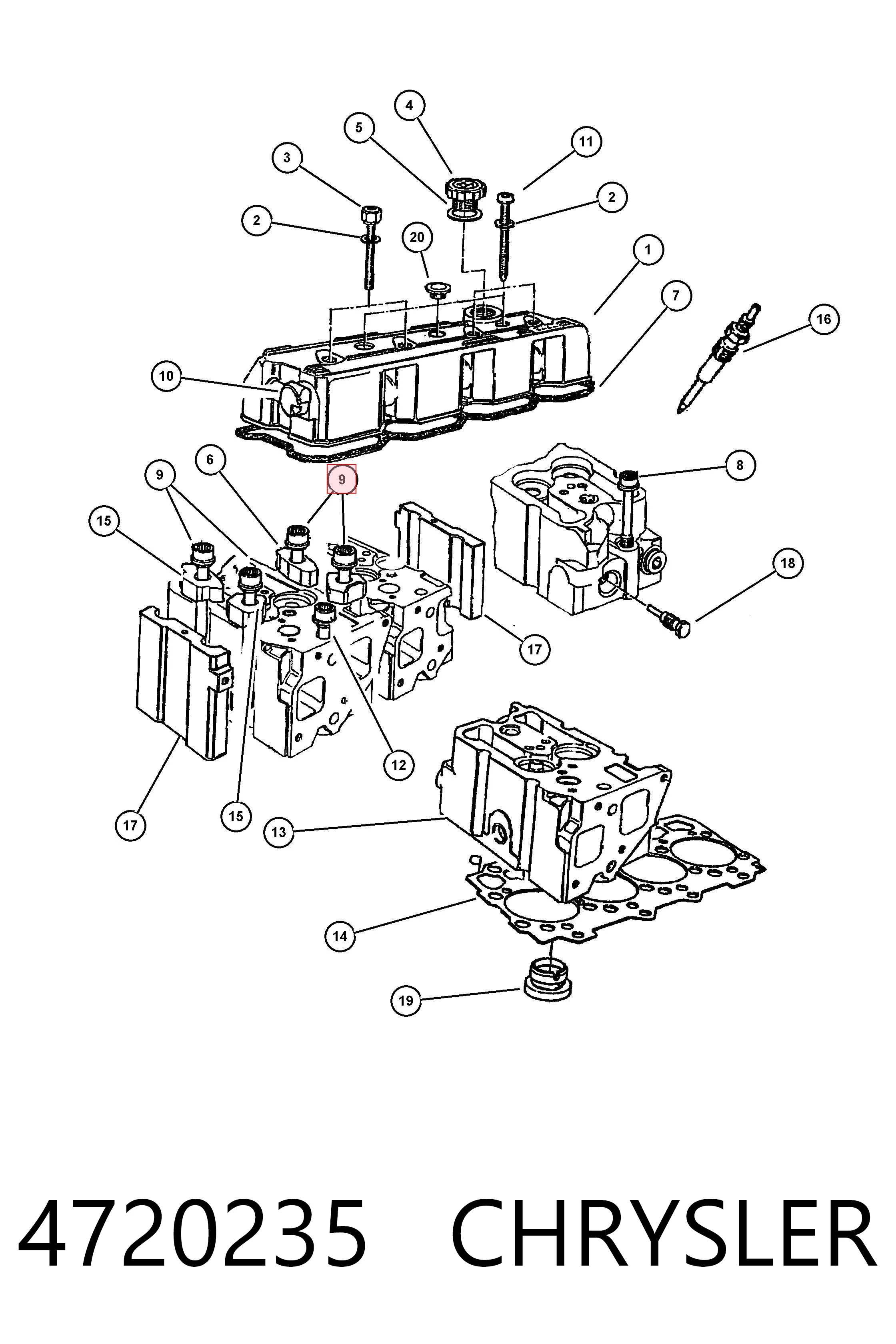 K04720235AD Fiat/Alfa/Lancia Болт крепления головки блока цилиндров