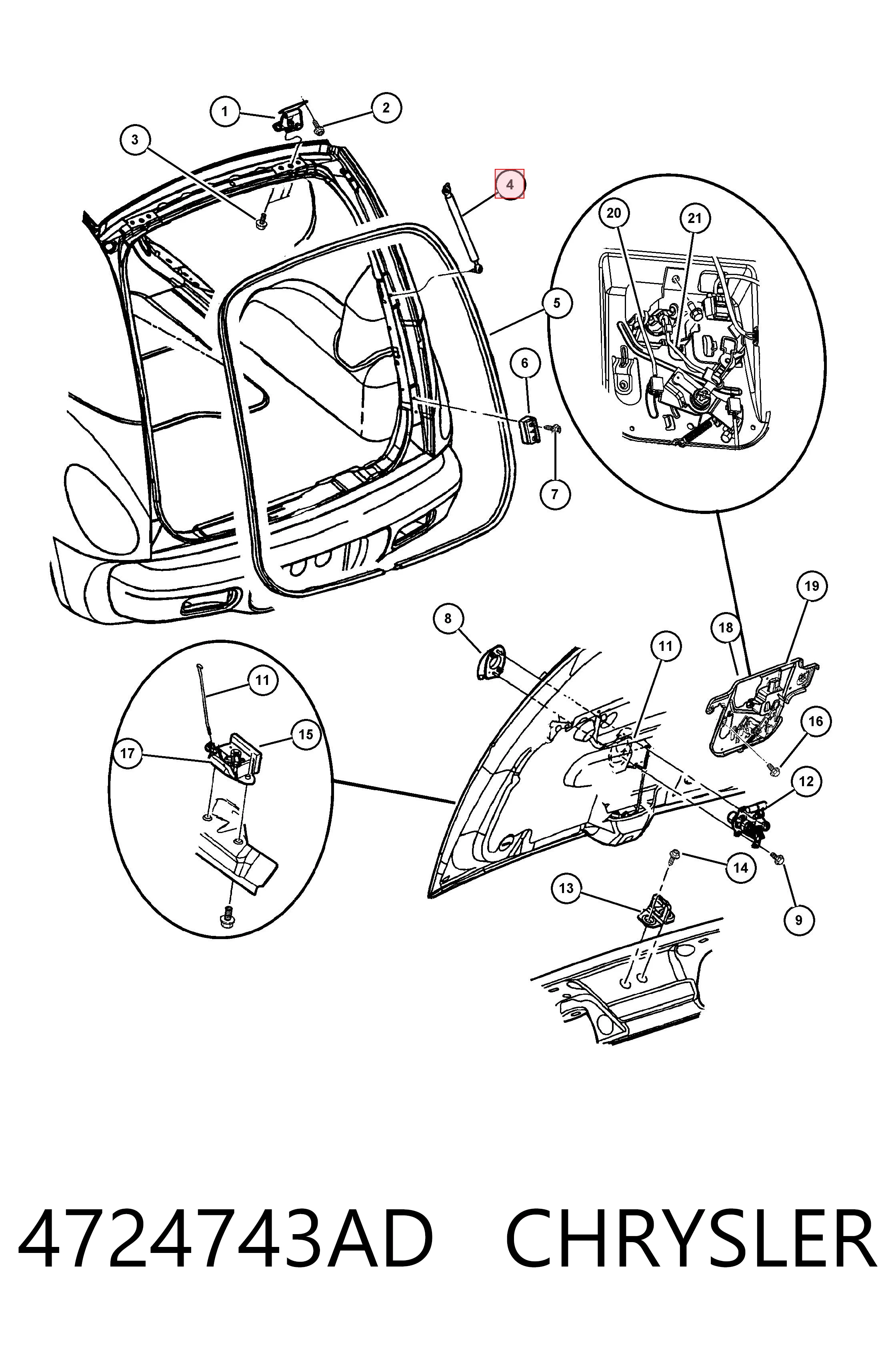 4724743AD Chrysler Амортизатор крышки багажника