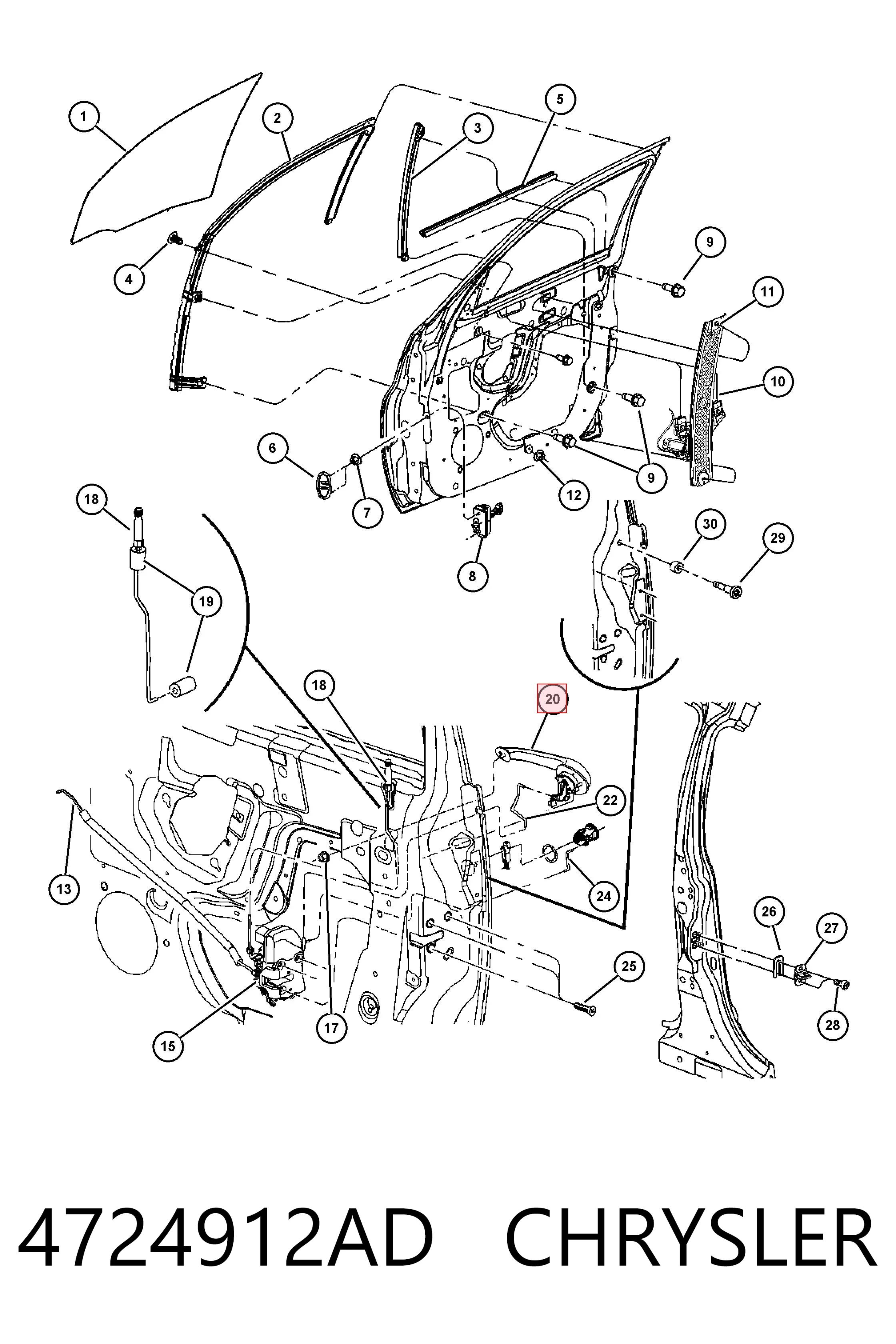 4724912AD Chrysler Ручка передней двери наружная, правая