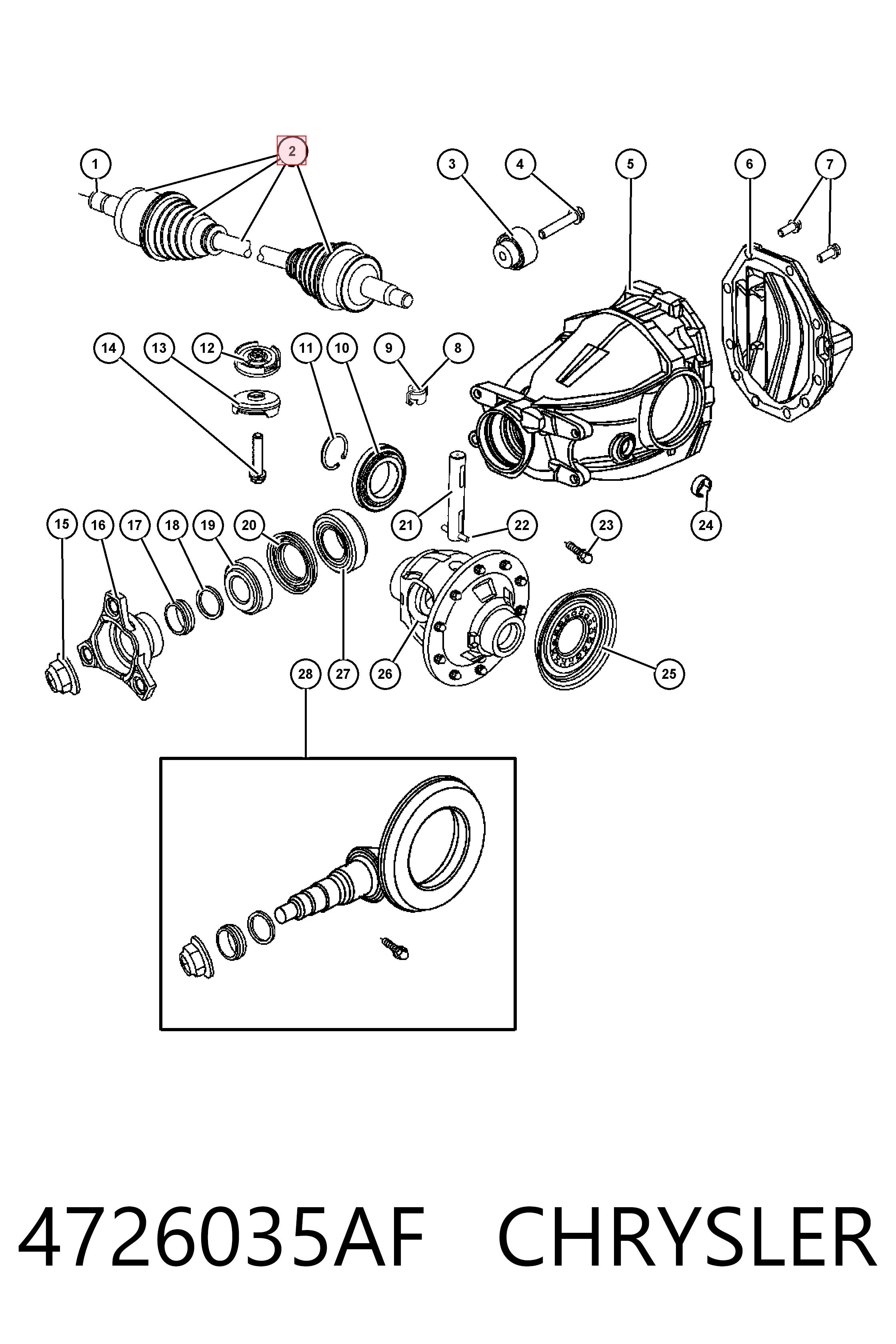4726035AF Chrysler Полуось задняя левая