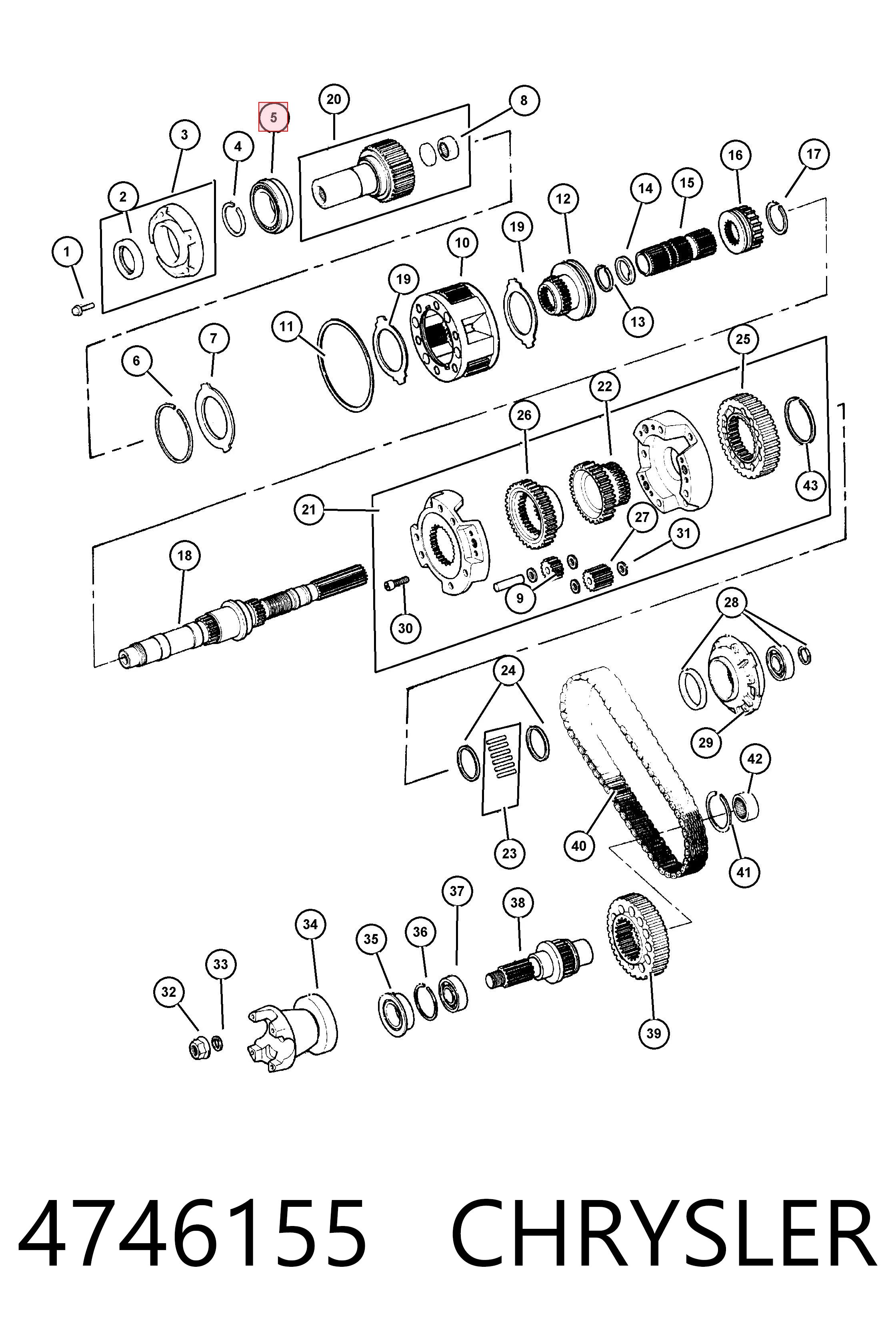 4746155 Chrysler Подшипник раздаточной коробки, входной шестерни