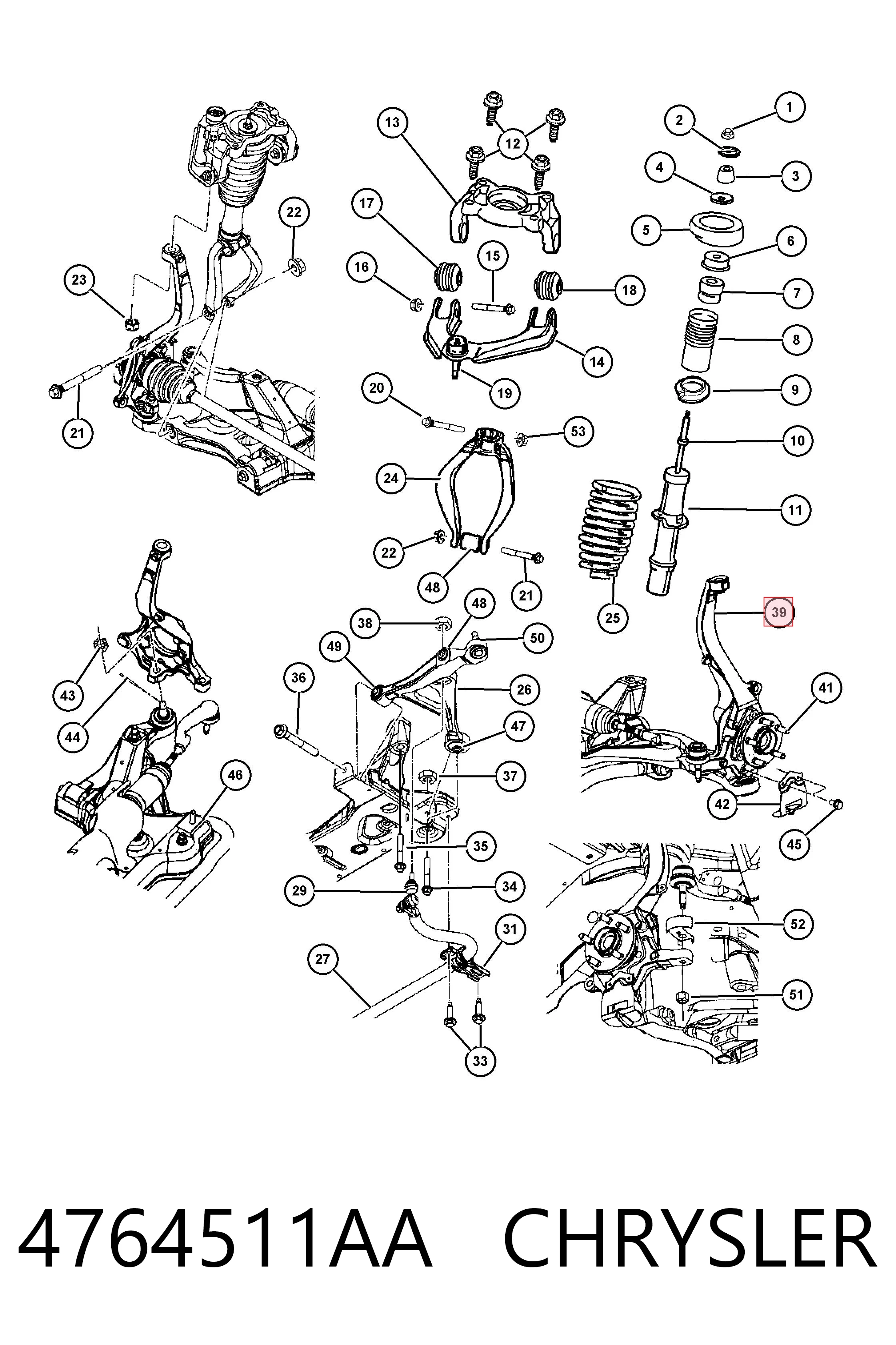 4764511AA Chrysler Цапфа - поворотный кулак передний, левый