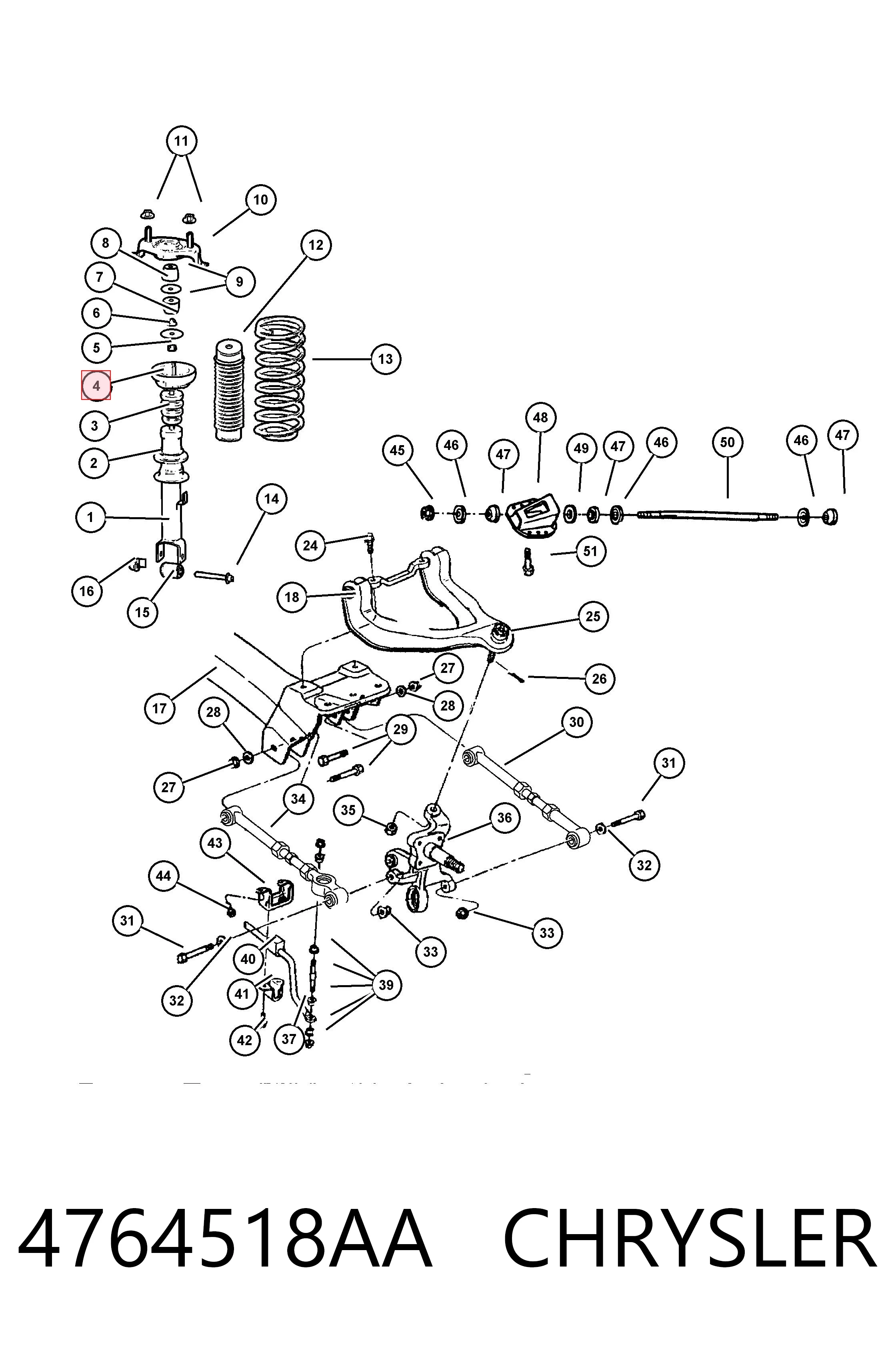 4764518AA Chrysler Резиновое кольцо пружины задней
