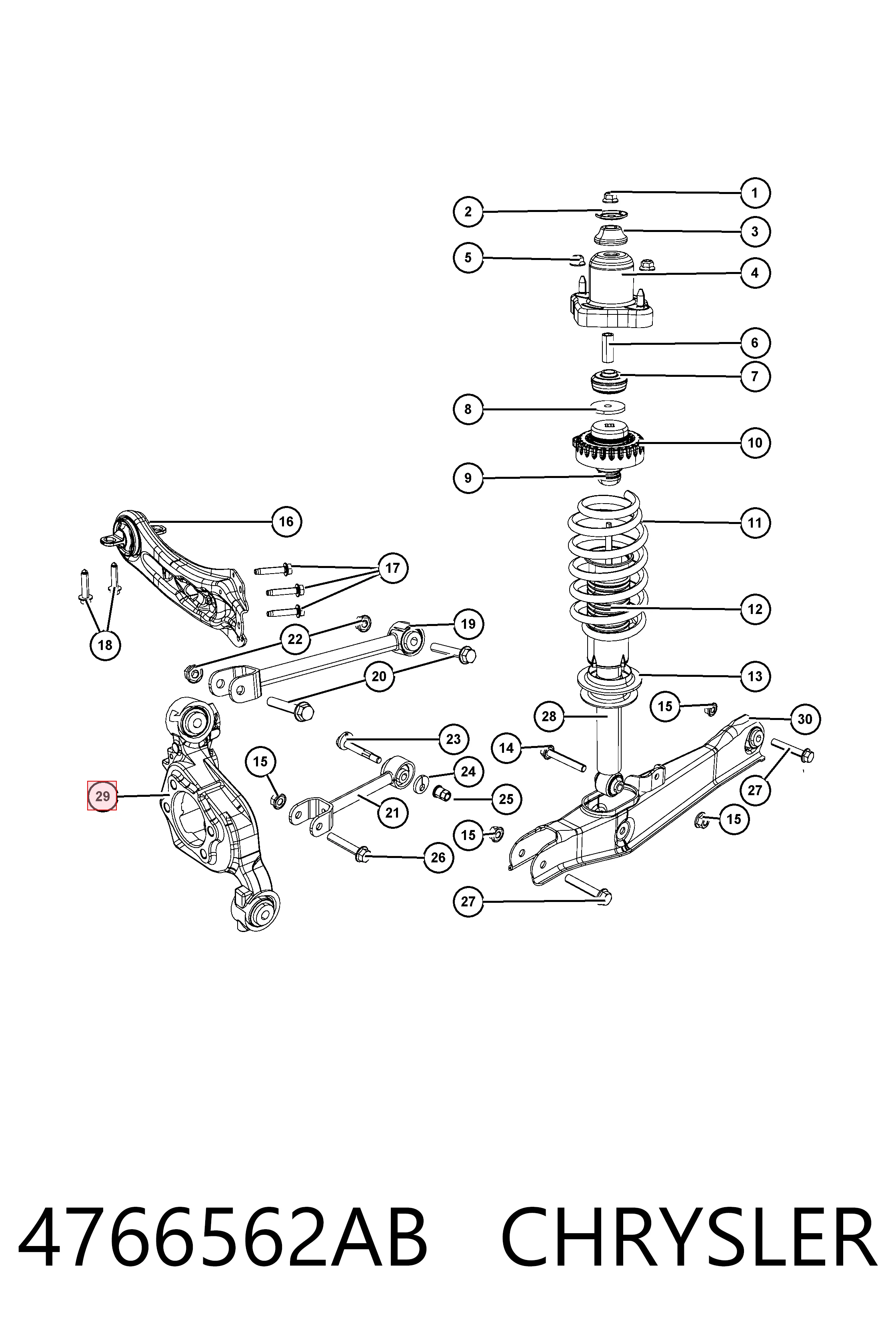 4766562AB Chrysler Цапфа правая