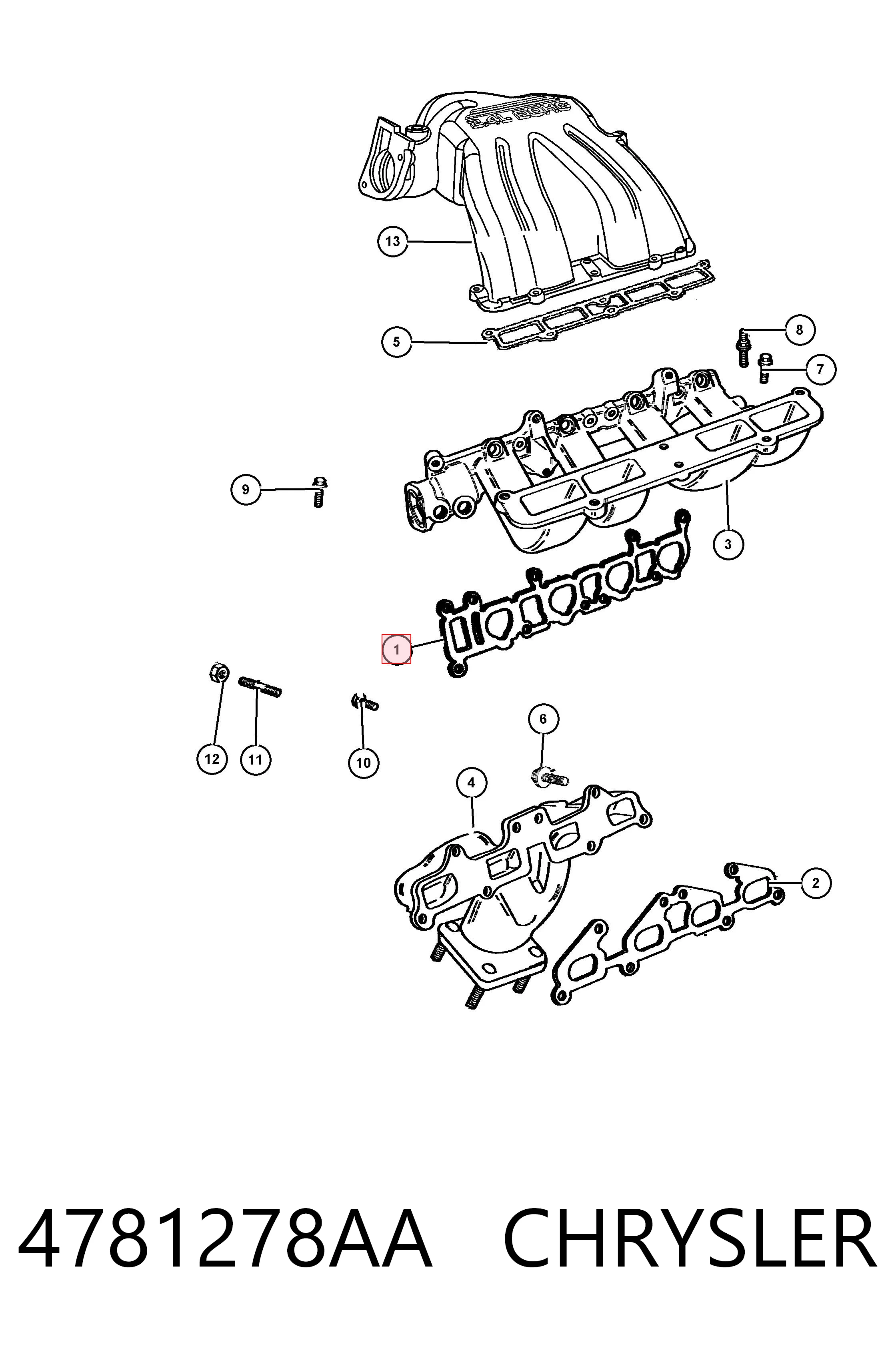 K04781278AA Fiat/Alfa/Lancia Прокладка коллектора выпуск