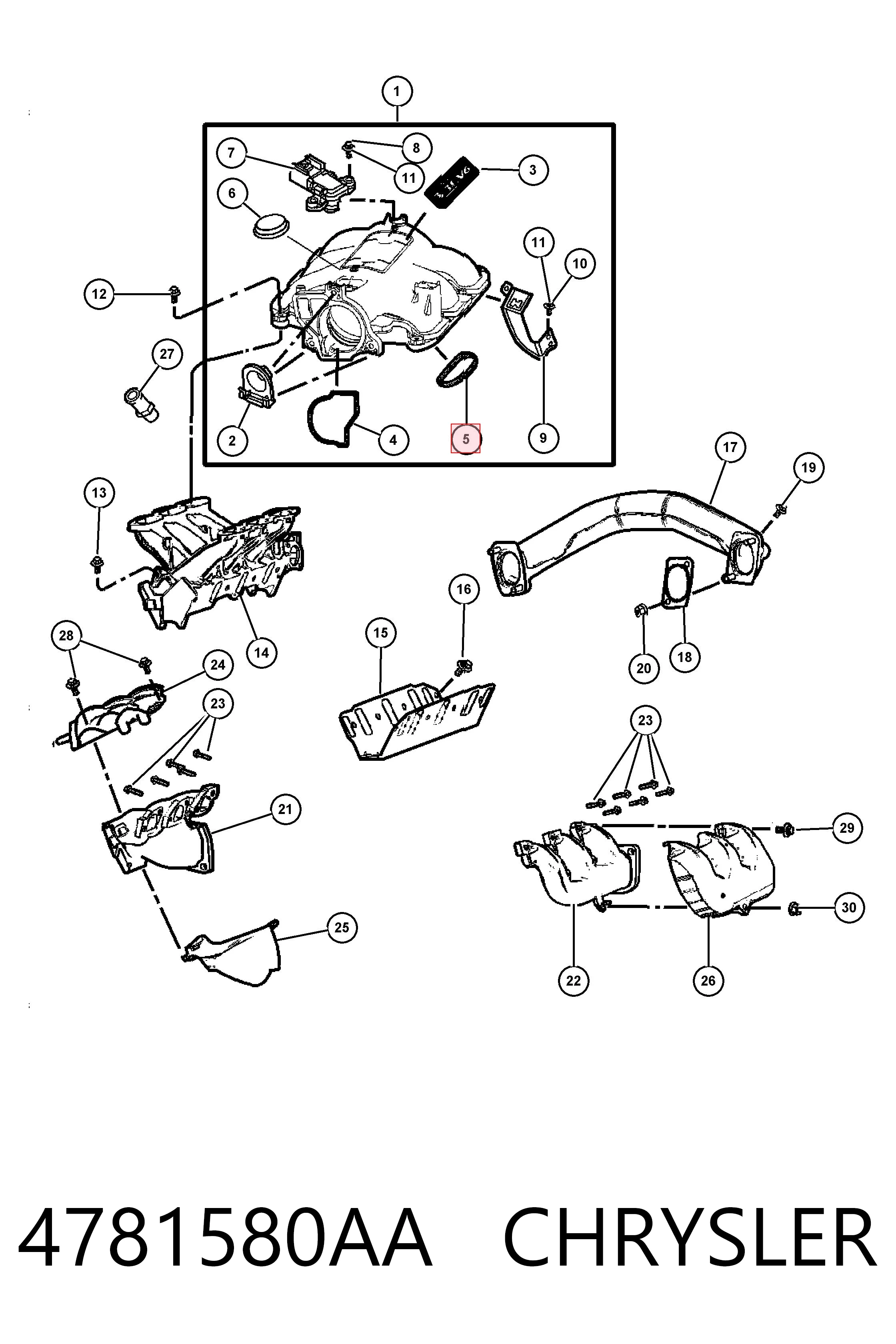 4781580AA Chrysler  Прокладка впускного коллектора