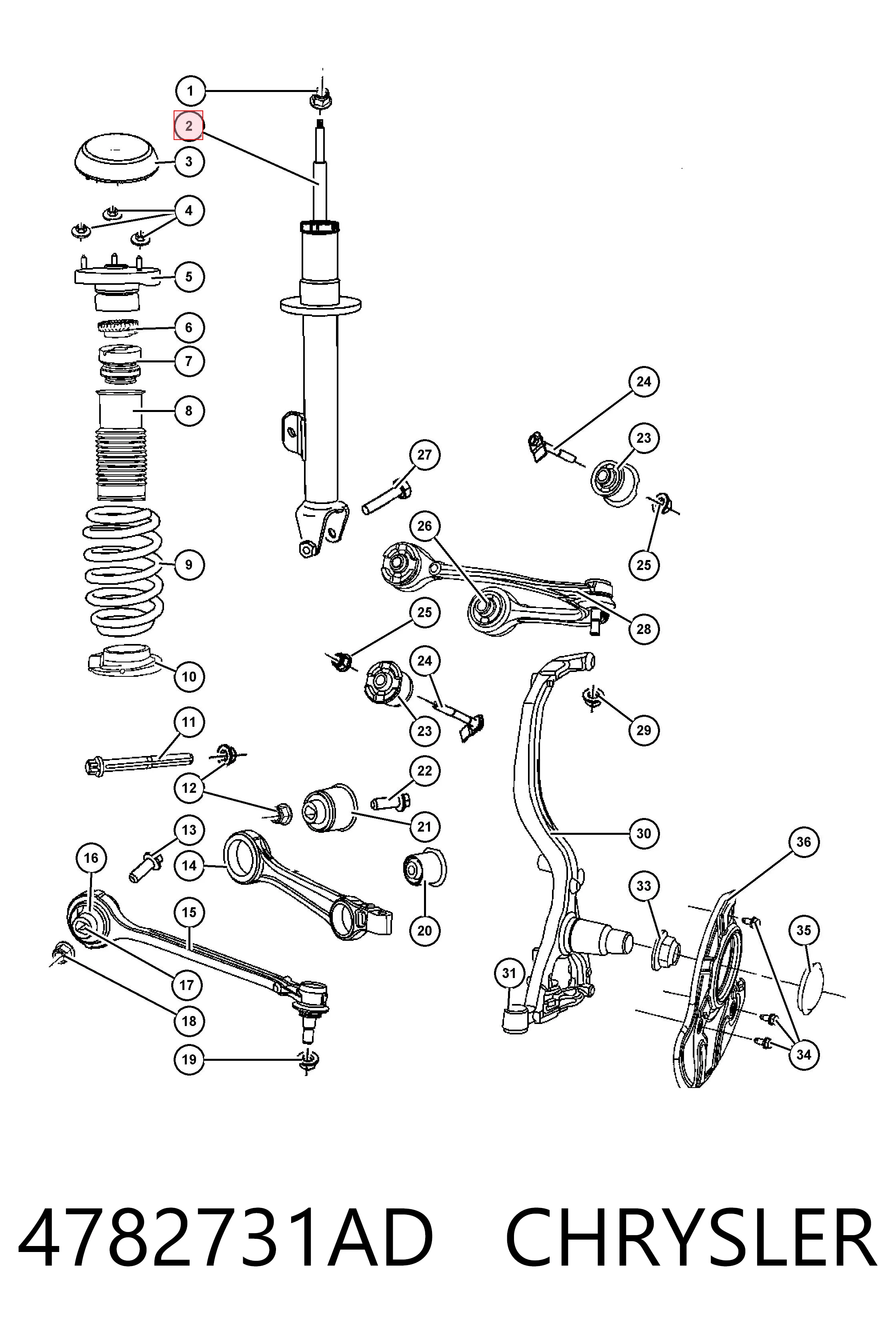 4782731AD Chrysler Амортизатор передний левый