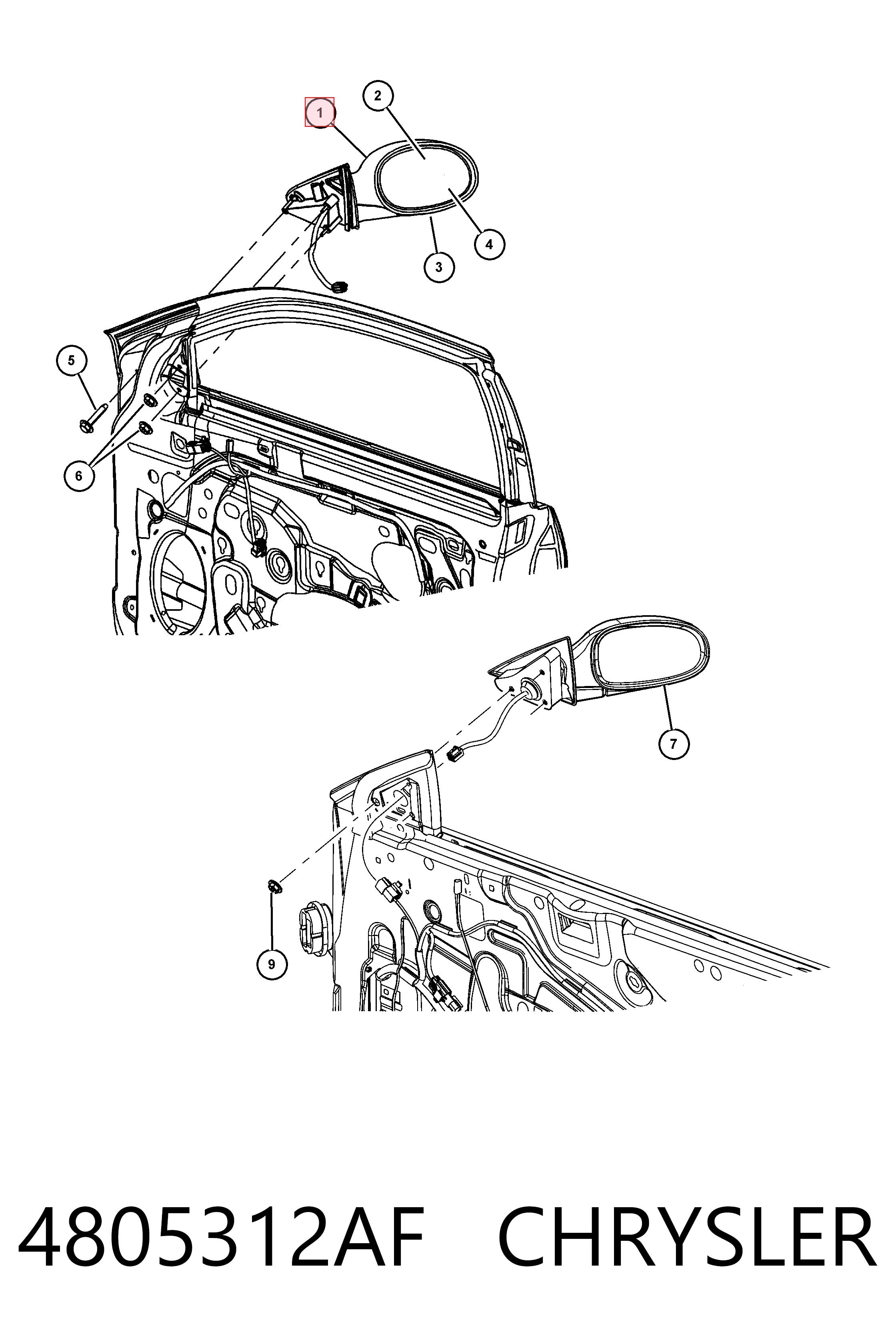 K04805312AF Fiat/Alfa/Lancia Зеркало заднего вида правое