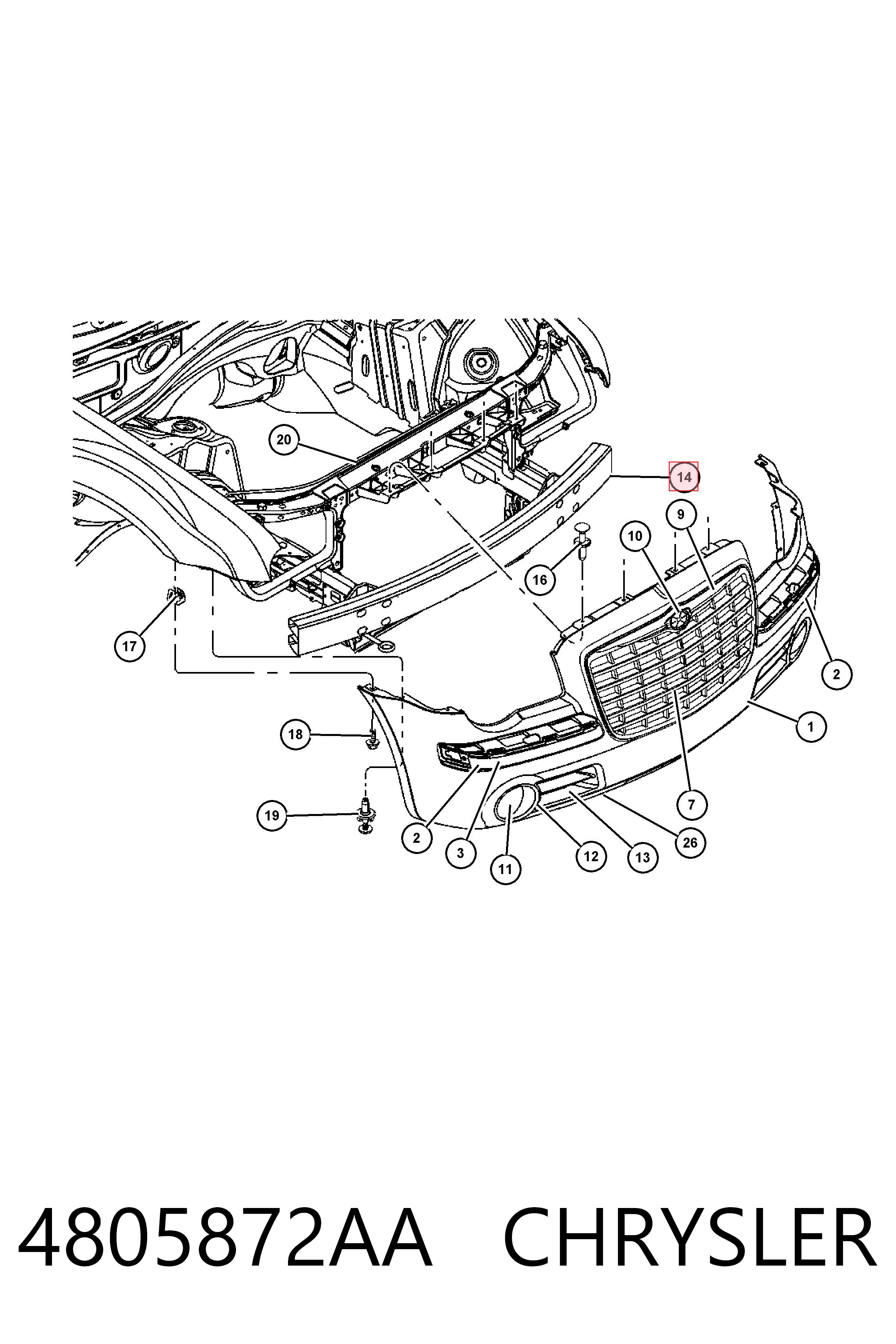 4805872AA Chrysler Балка бампера переднего