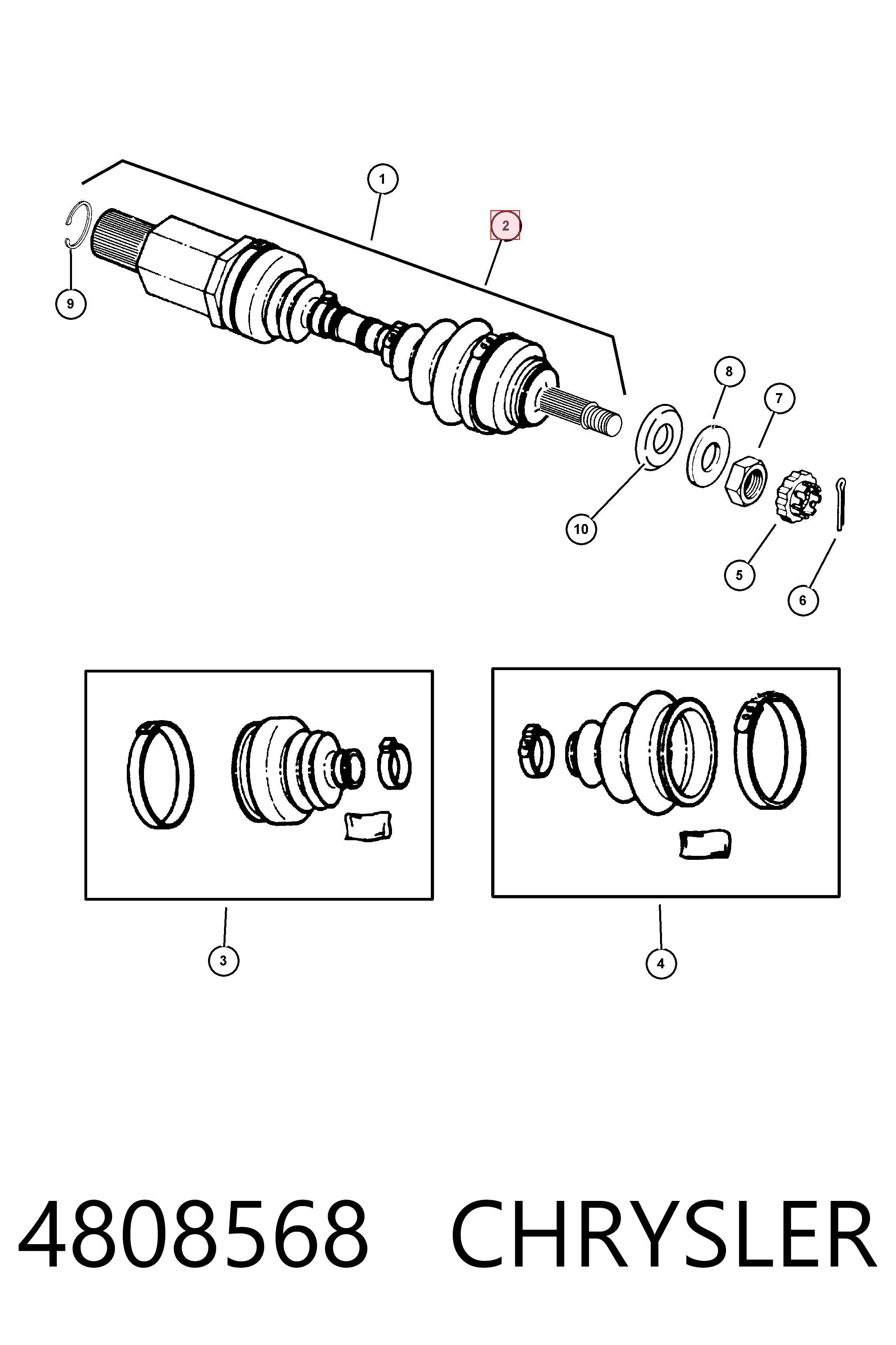 4808568 Chrysler Полуось передняя, правая