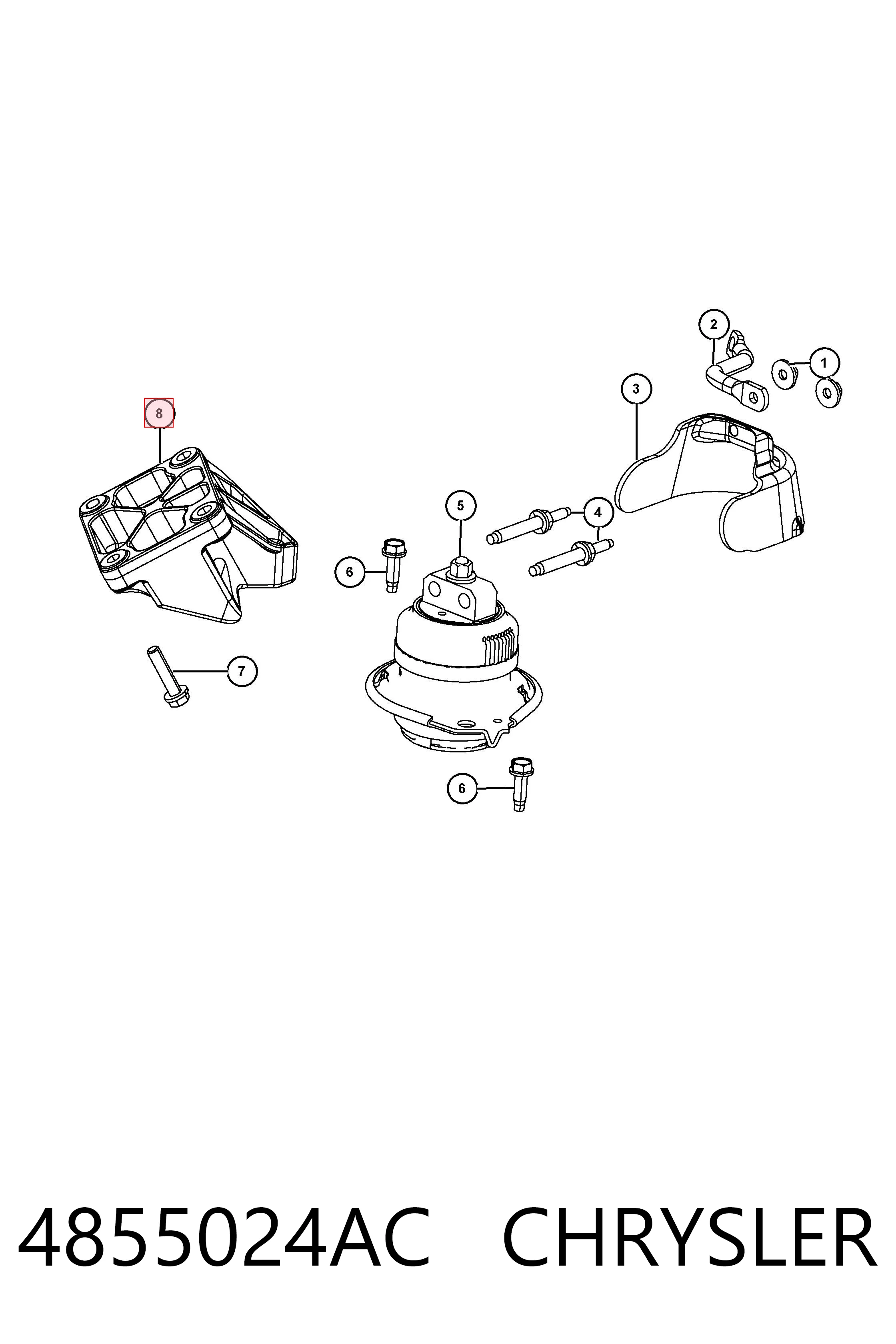 4855024AC Chrysler Кронштейн подушки (опоры) двигателя правой