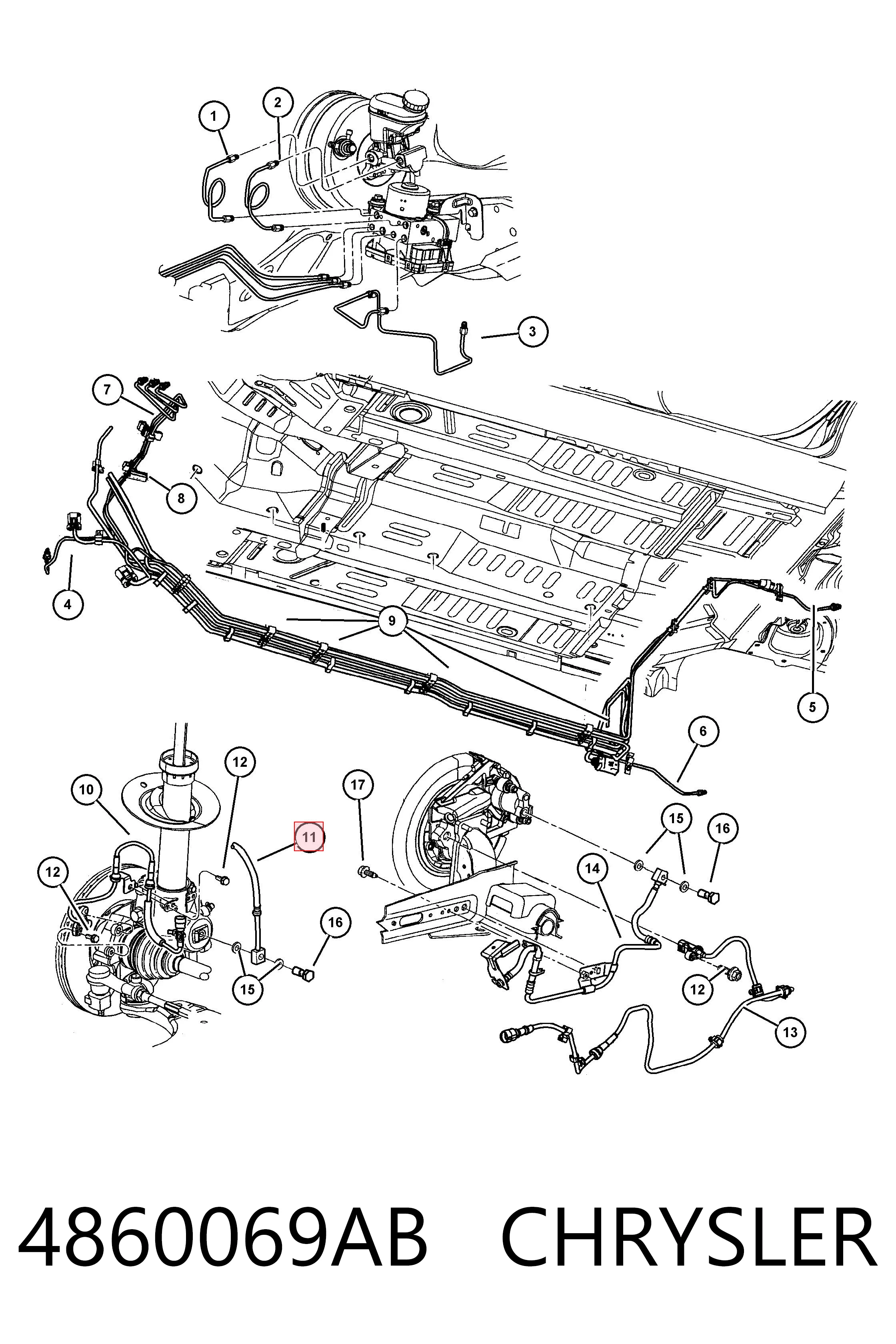 4860069AB Chrysler Шланг тормозной левый передний