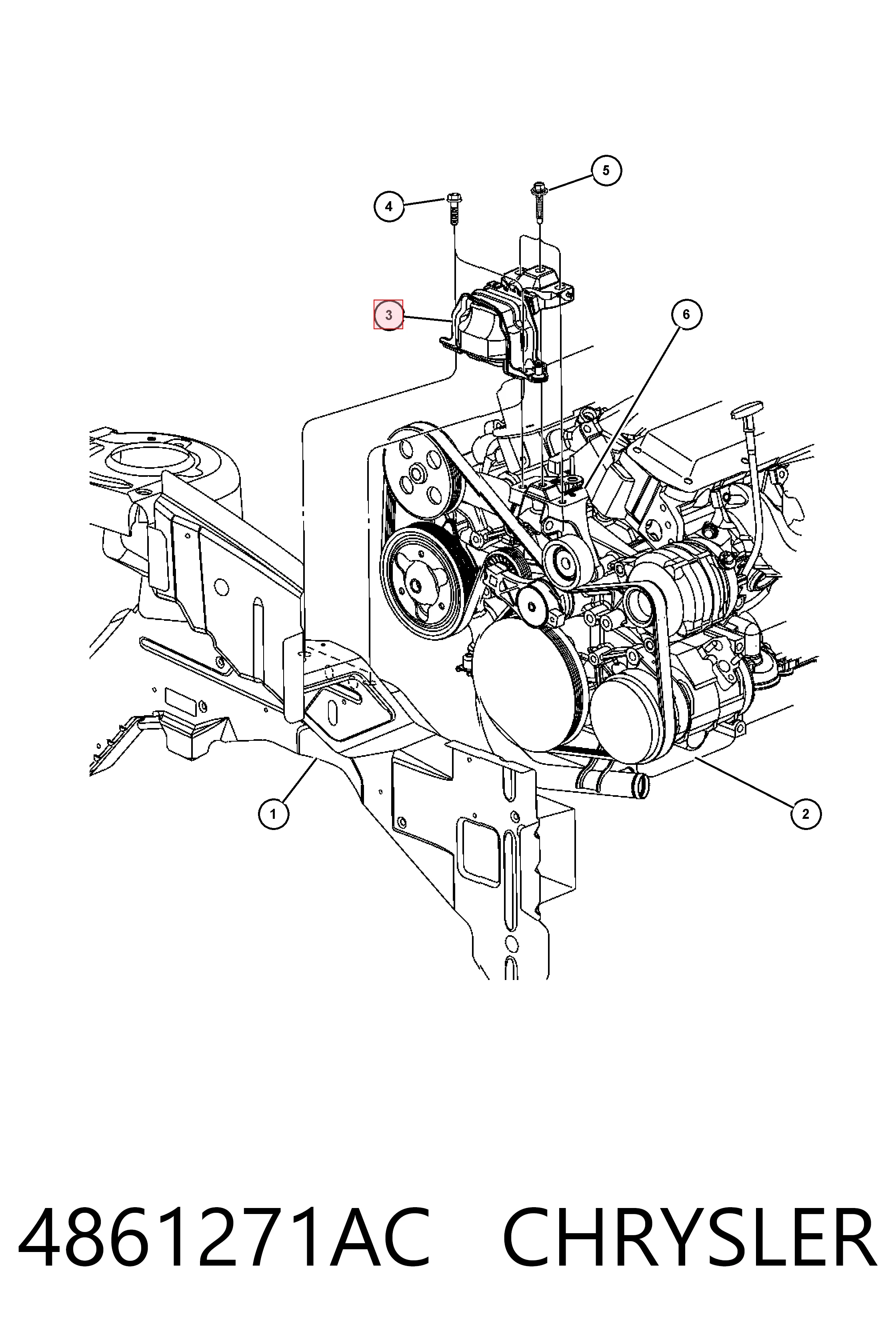 4861271AC Chrysler Правая подушка двигателя