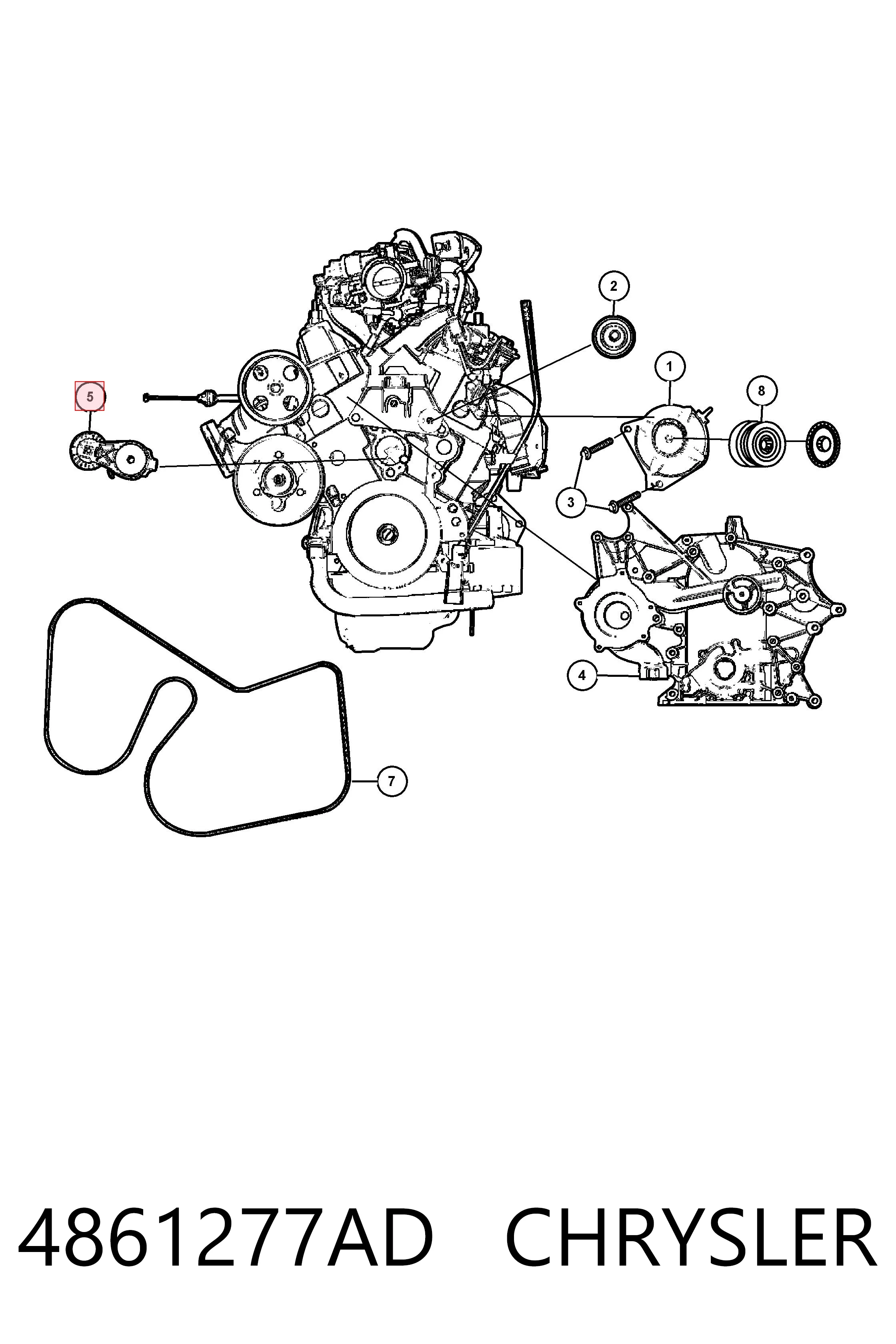 4861277AD Chrysler Натяжитель клинового ремня