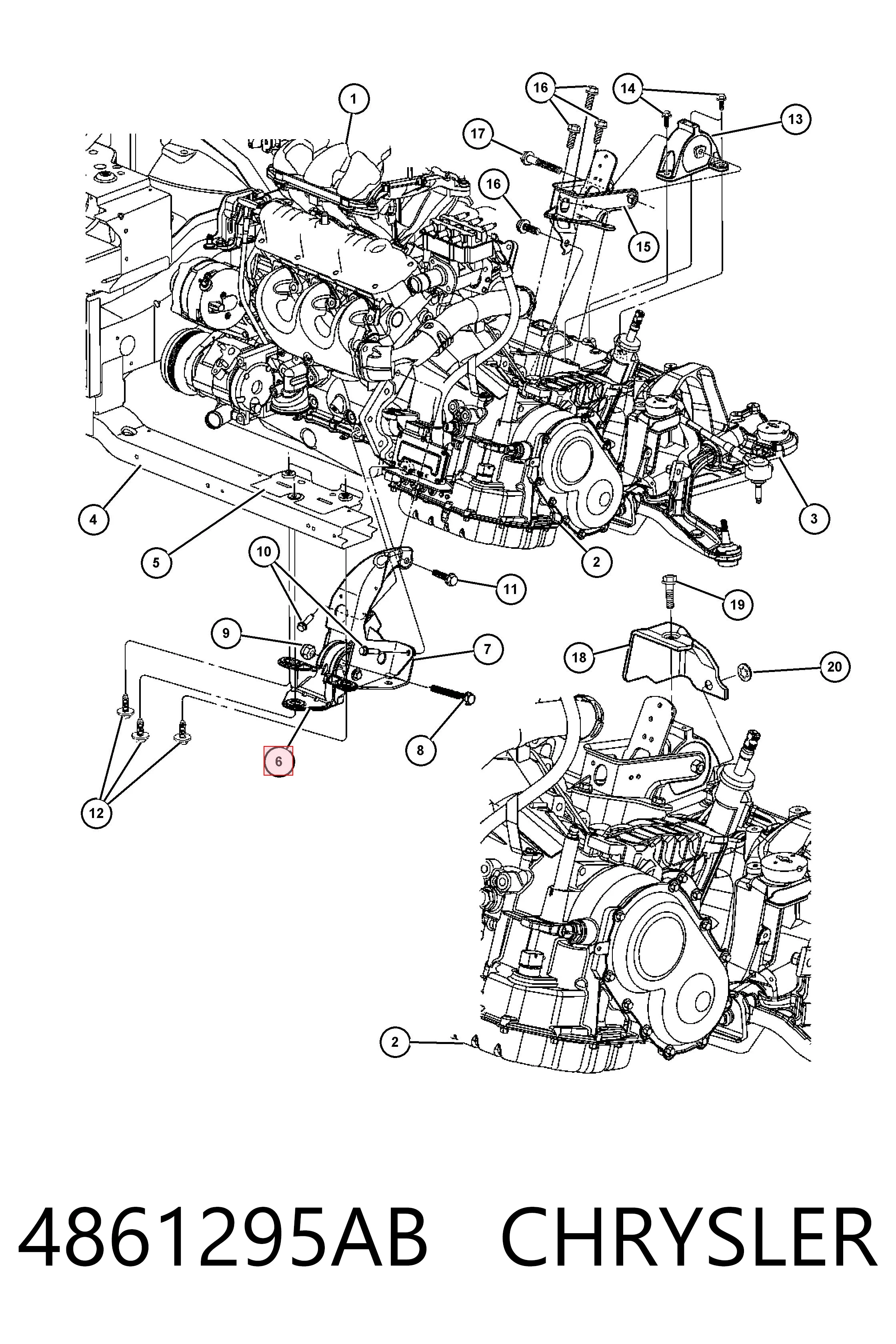 4861295AB Chrysler Подушка передней опоры двигателя