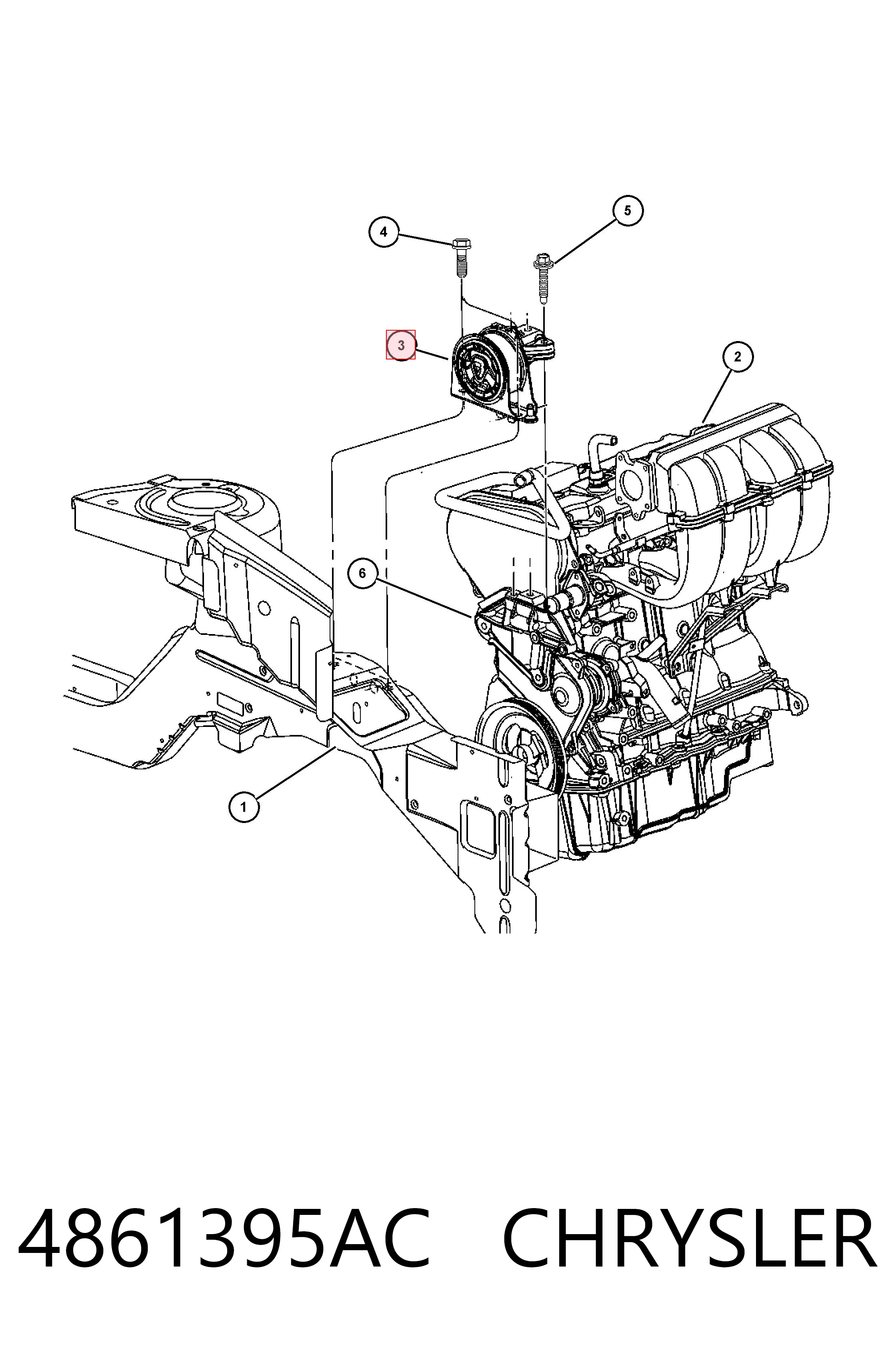 4861395AC Chrysler Правая подушка двигателя