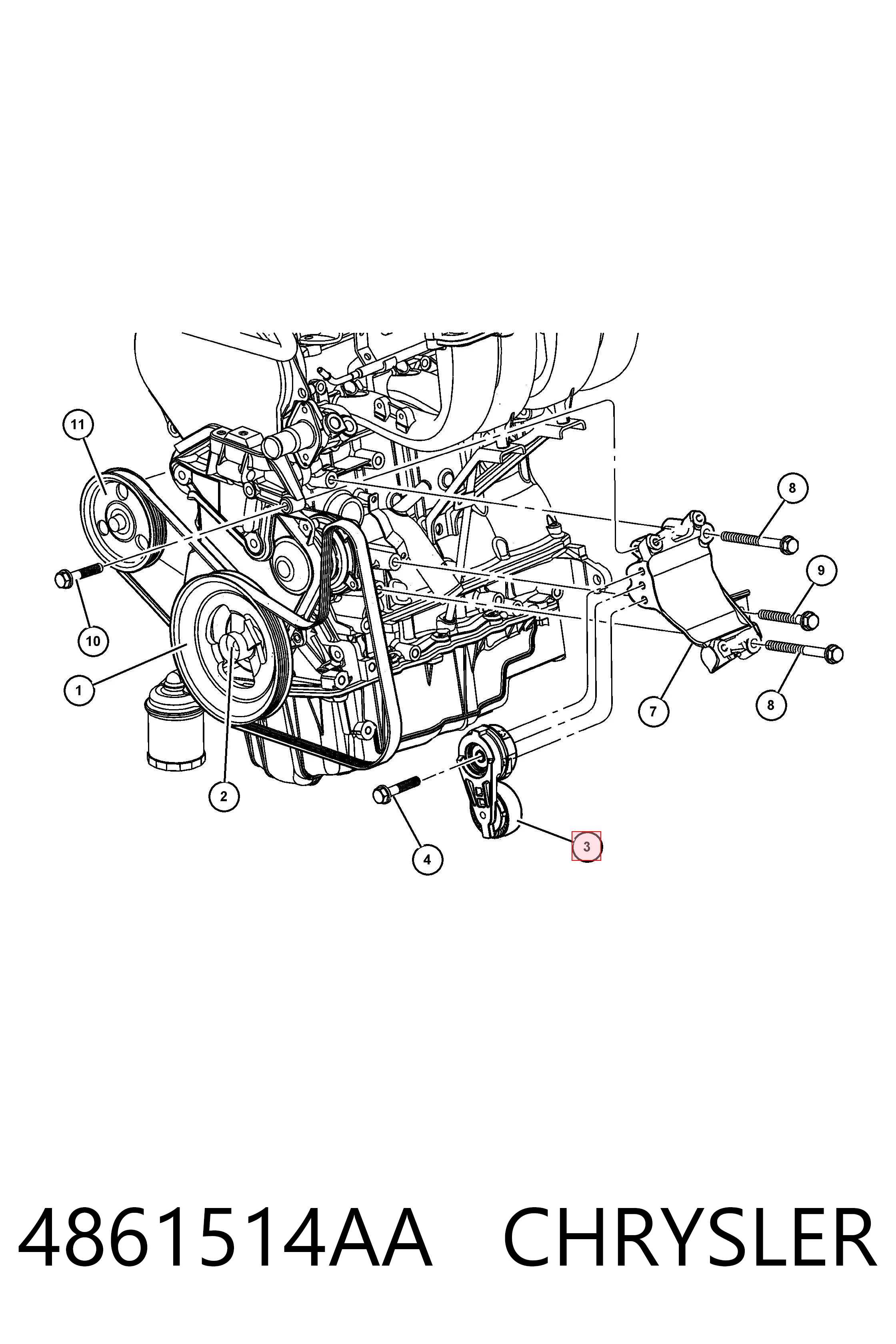 4861514AA Chrysler Ролик приводного ремня, паразитный