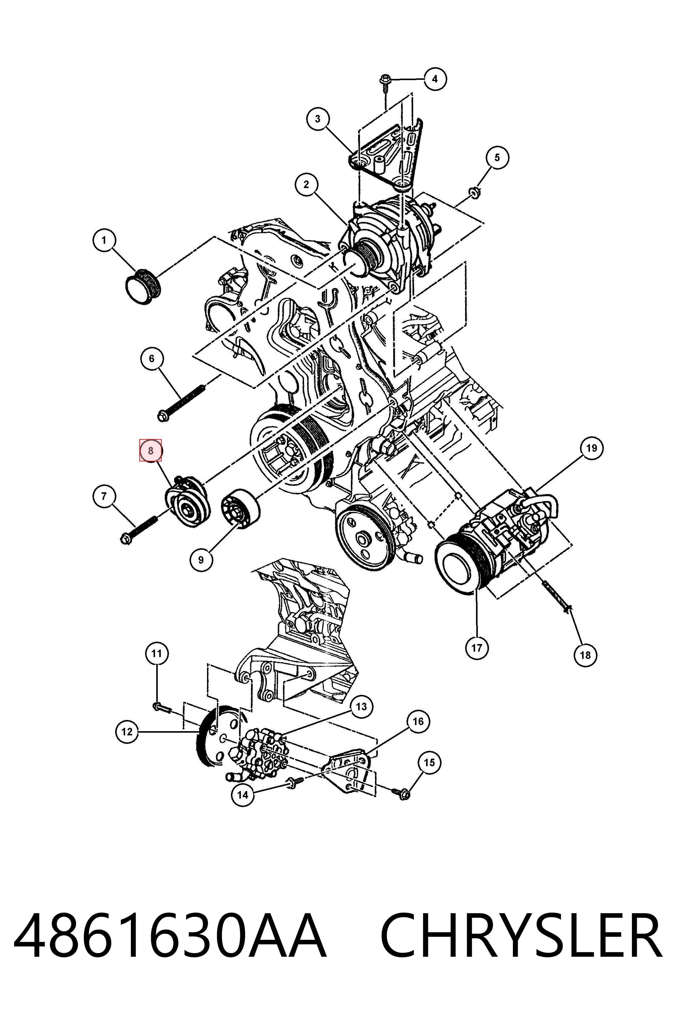 Роликовий модуль натяжителя ремня Magneti Marelli MPQ1247 цена, от 11.49 USD