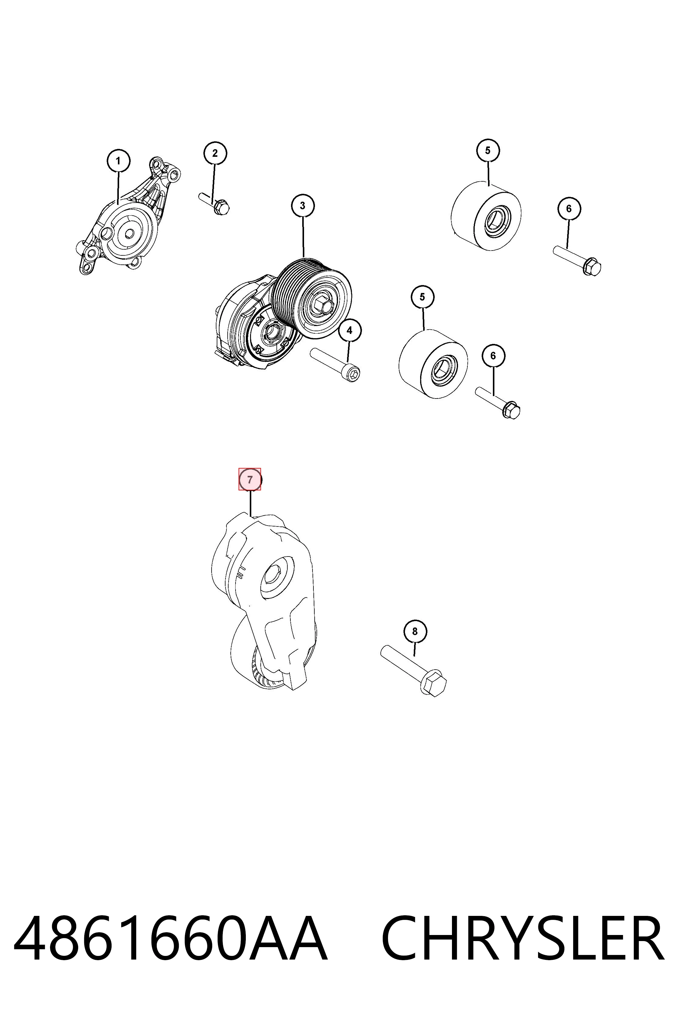 4861660AA Chrysler Натяжитель клинового ремня