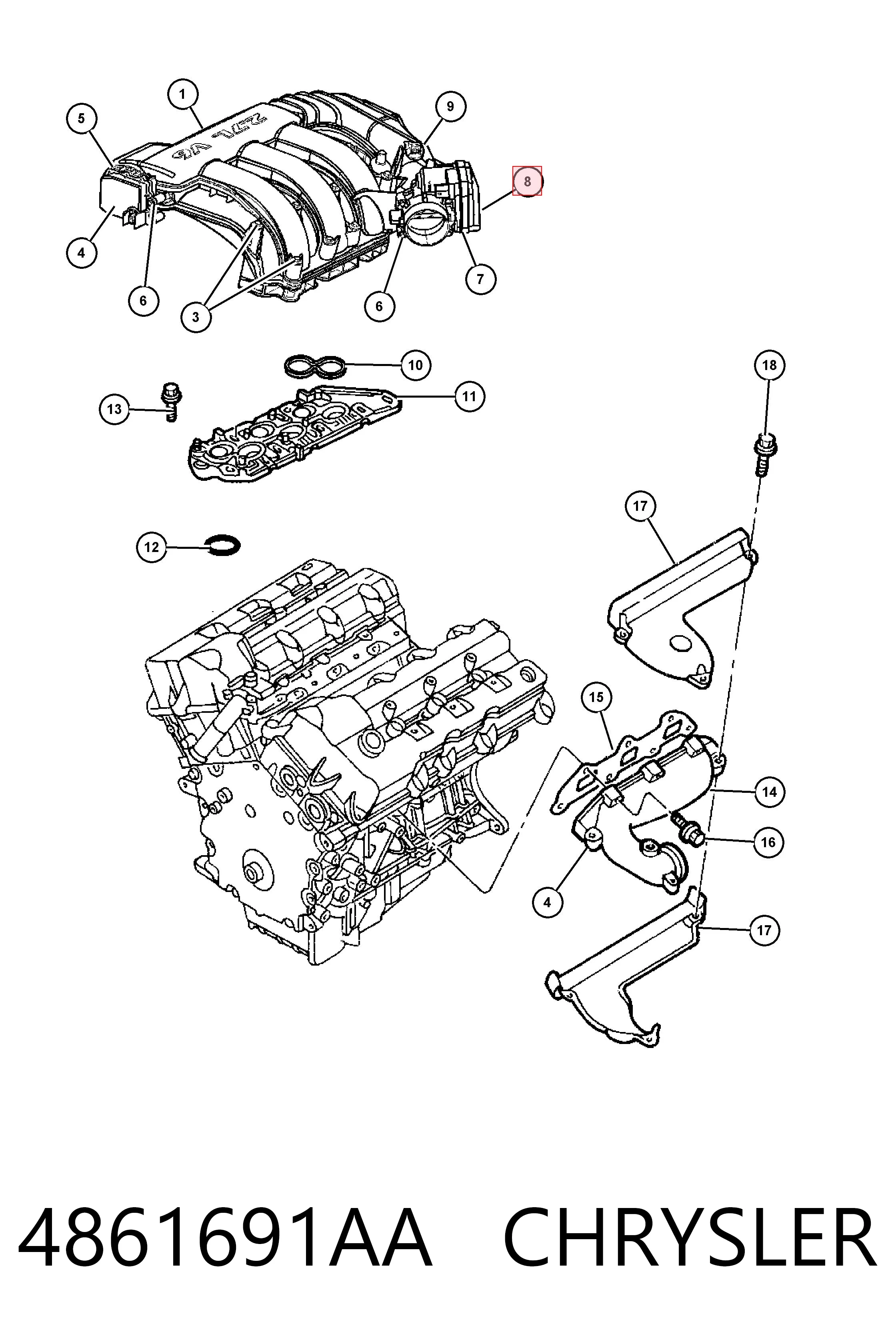 4861691AA Chrysler Дроссельная заслонка