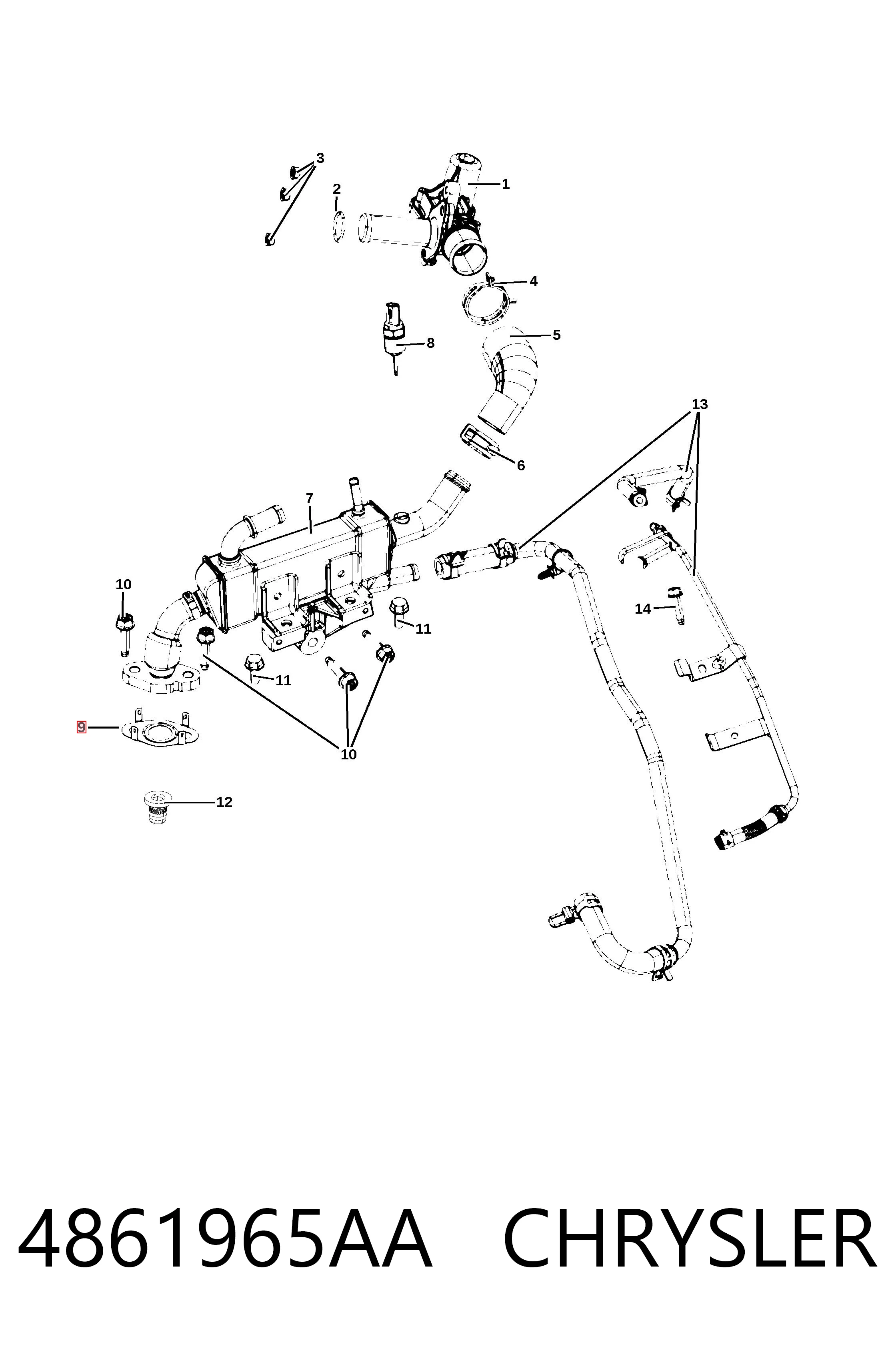 4861965AA Chrysler Прокладка EGR клапана рециркуляции