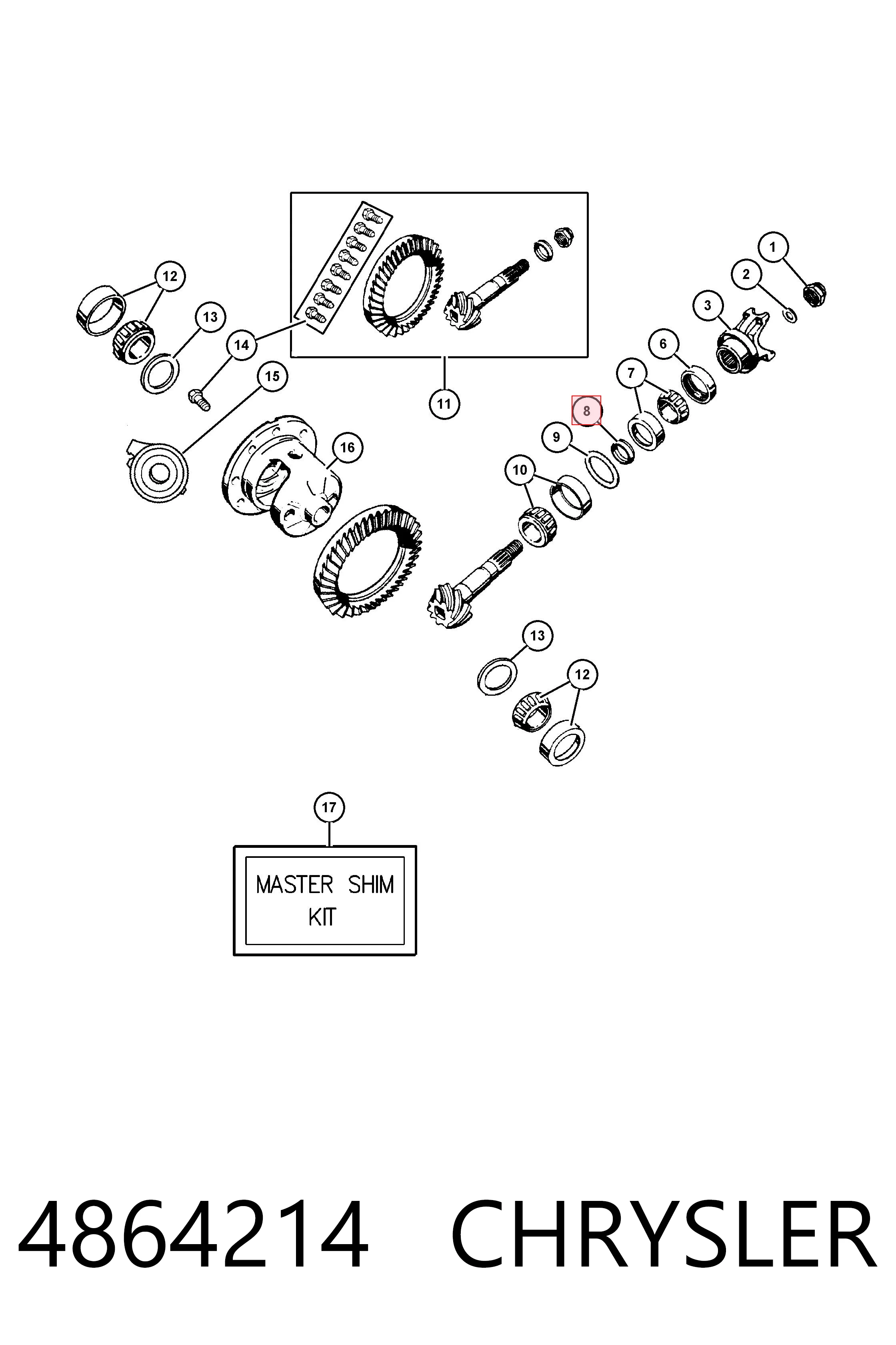 K04864214 Fiat/Alfa/Lancia Втулка распорная хвостовика заднего моста
