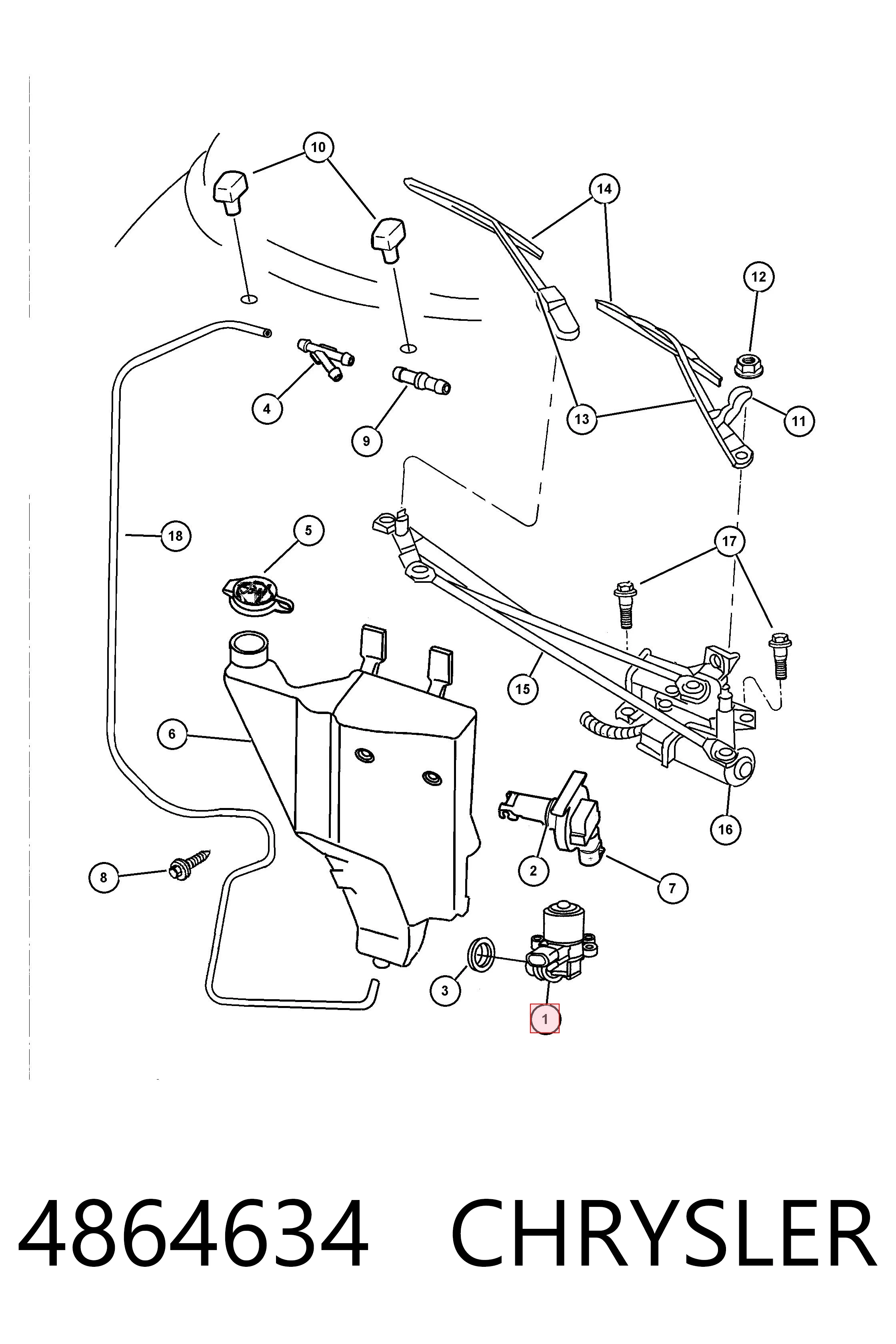 4864634 Chrysler Мотор омывателя лобового стекла