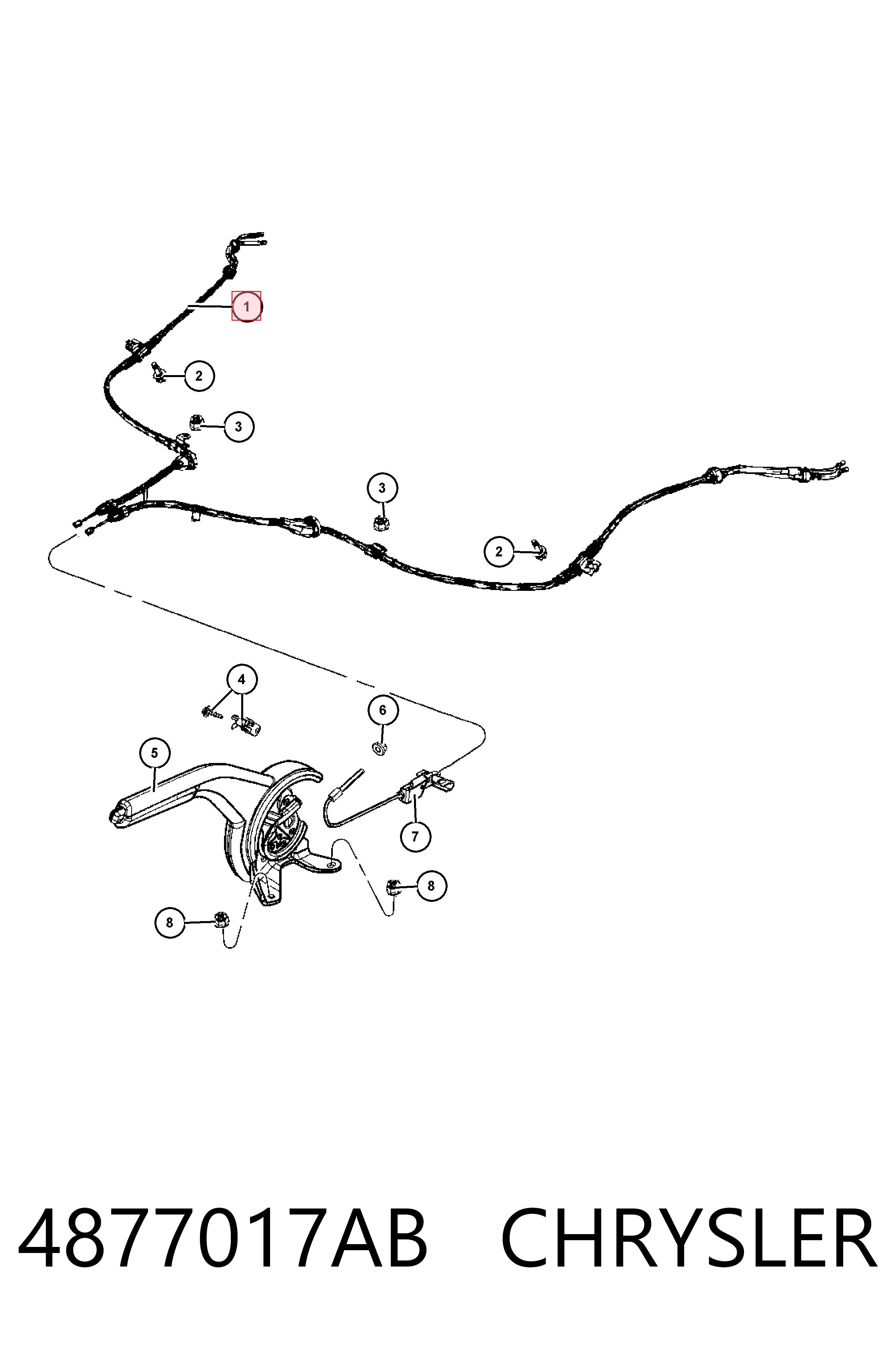 Трос ручного тормоза задний Fiat/Alfa/Lancia K04877017AC цена, от 36.56 USD