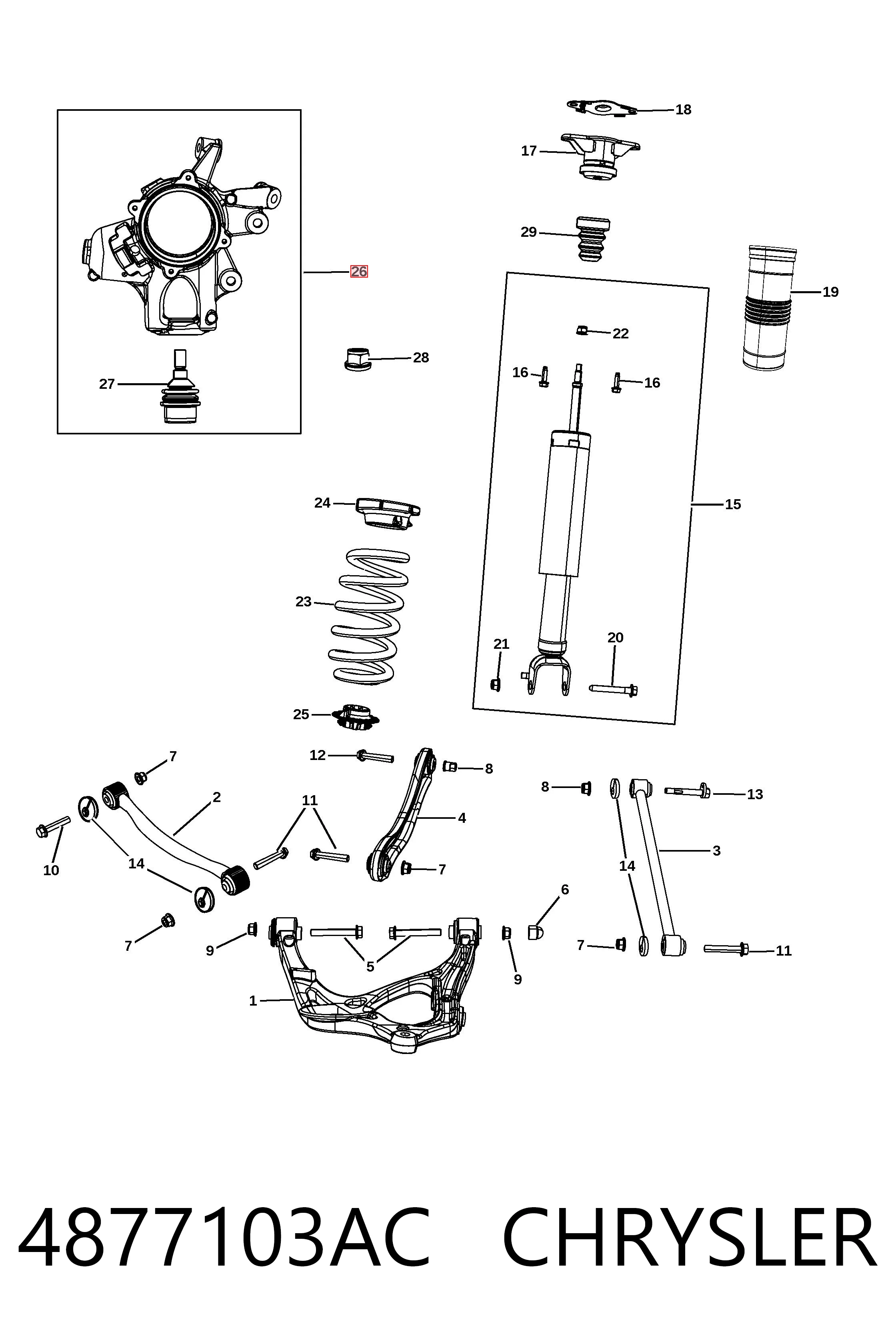 K04877103AD Fiat/Alfa/Lancia Цапфа левая