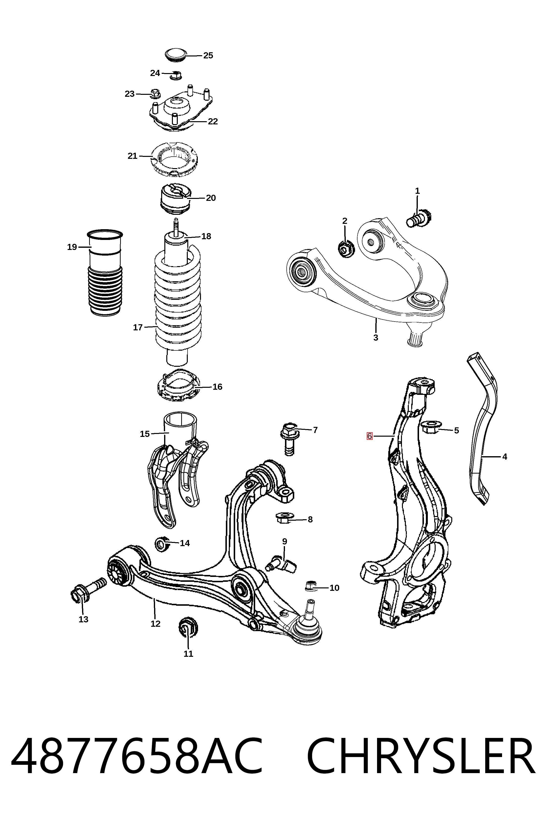 4877658AC Chrysler Цапфа - поворотный кулак передний, правый