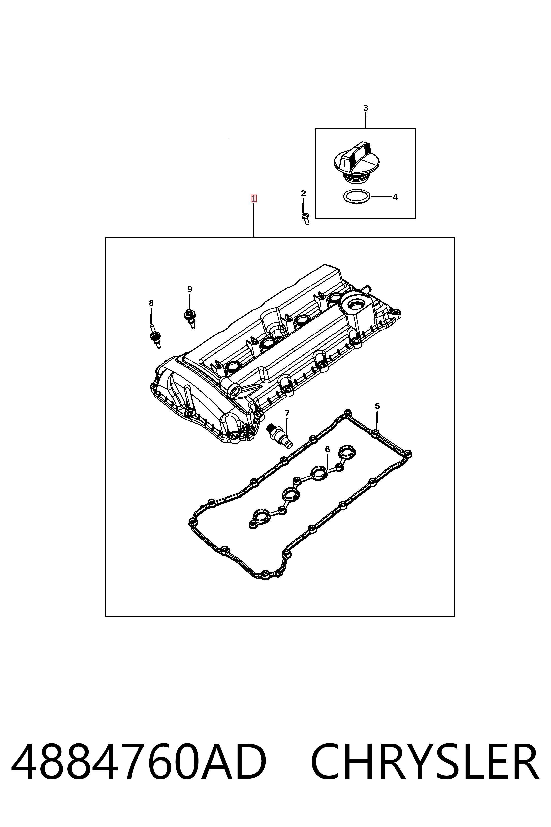 Купить K04884760AF Fiat/Alfa/Lancia Клапанная крышка