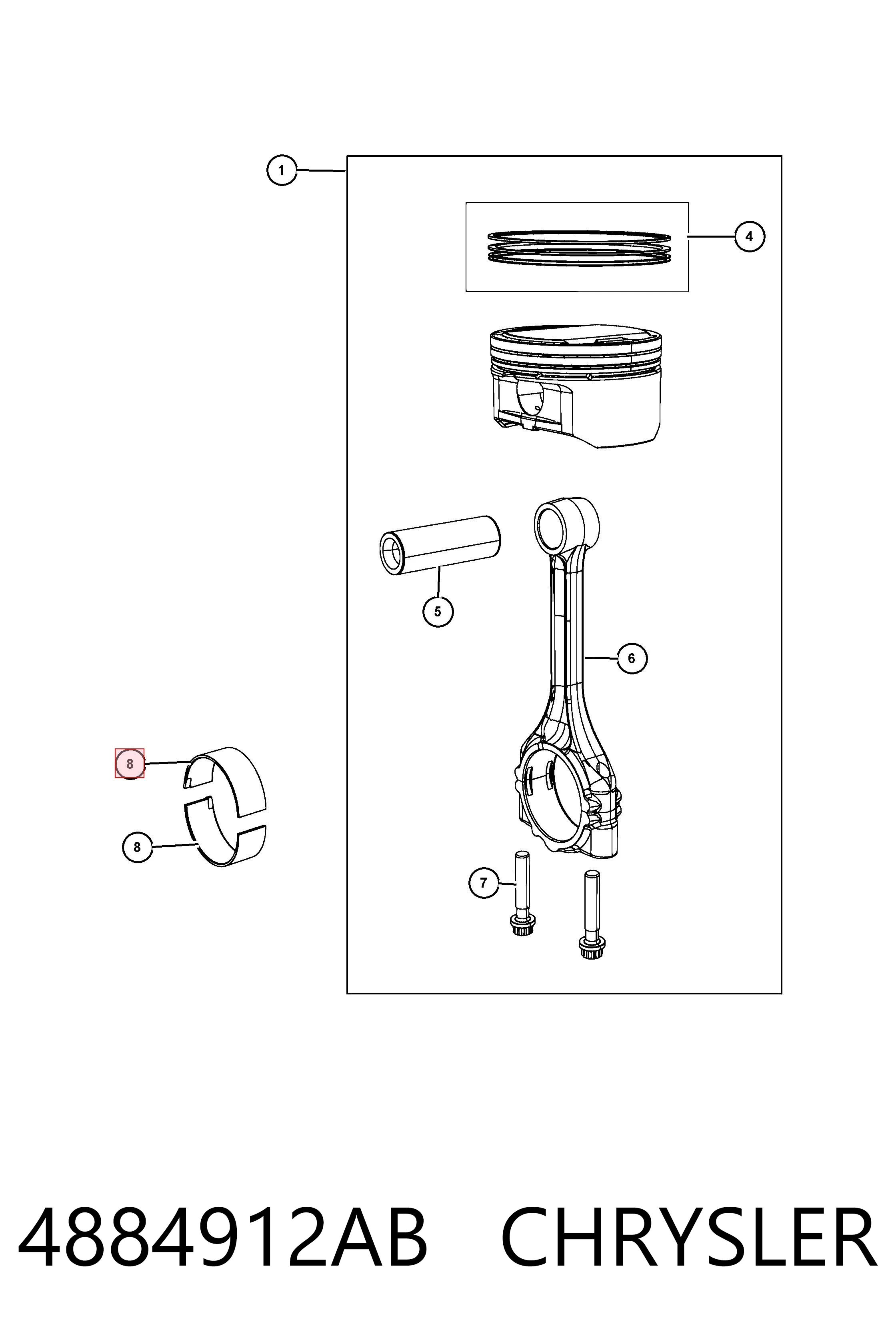 4884912AB Chrysler Комплект подшипников скольжения