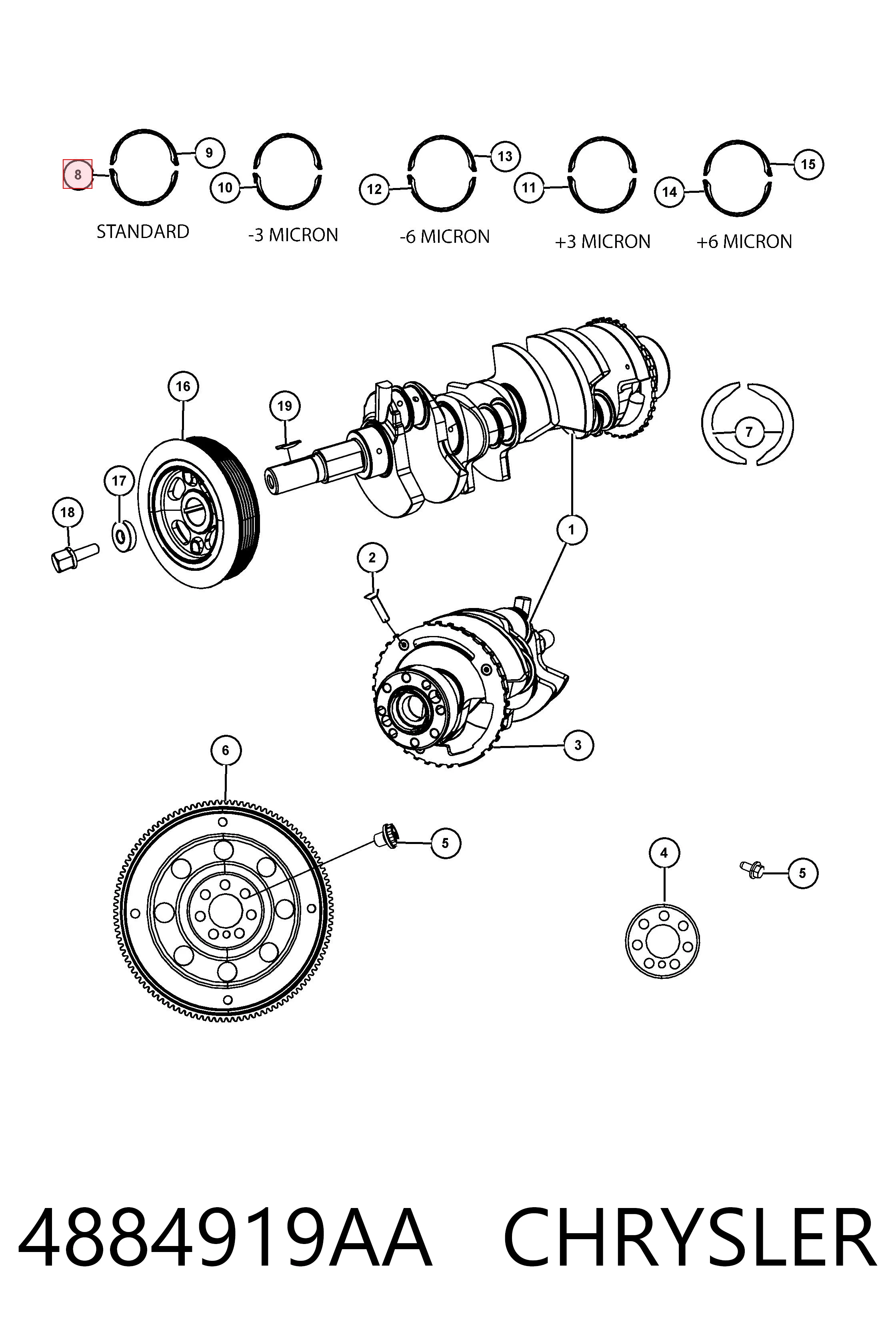 4884919AA Chrysler Подшипник скольжения коленвала