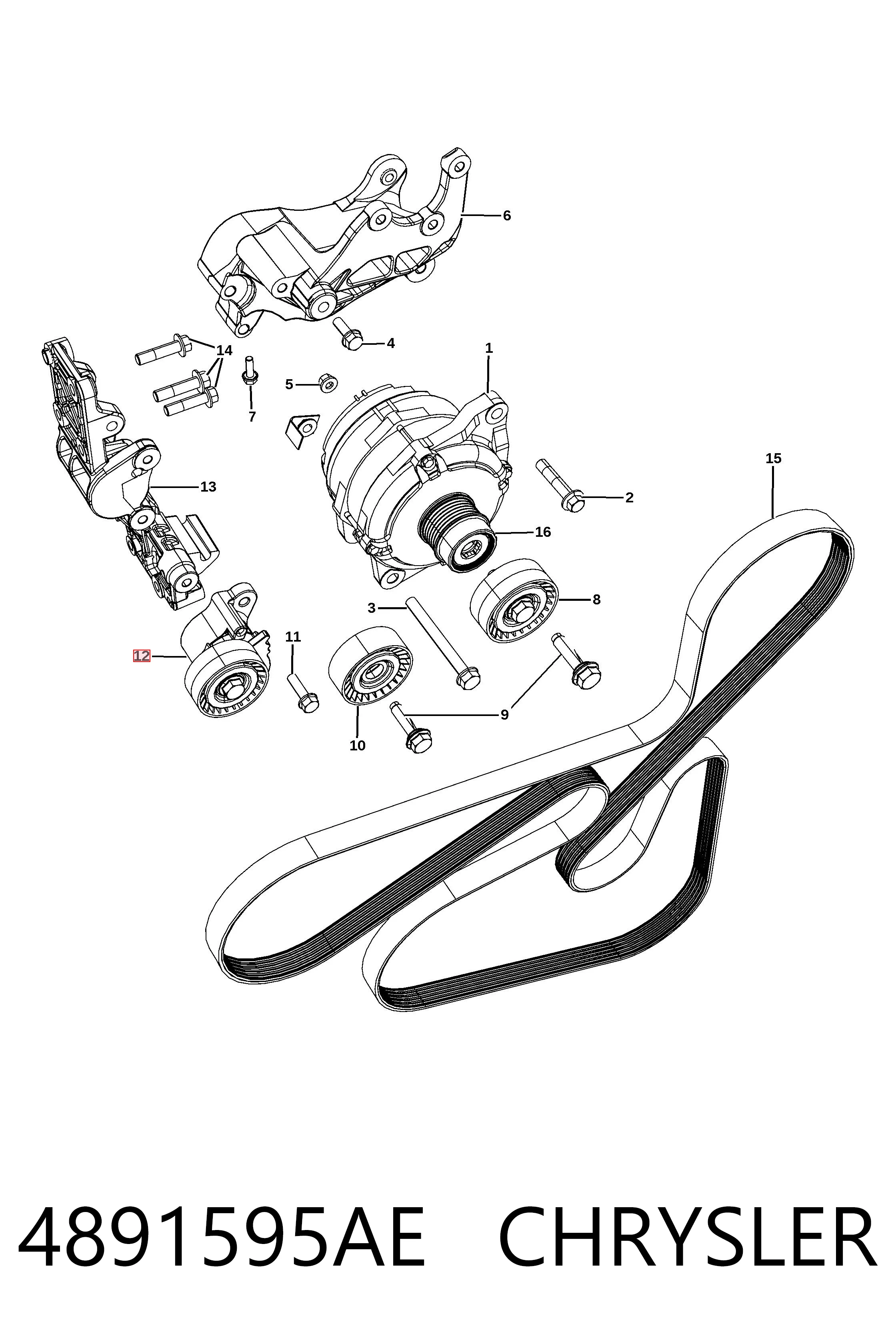 4891595AE Chrysler Натяжитель клинового ремня
