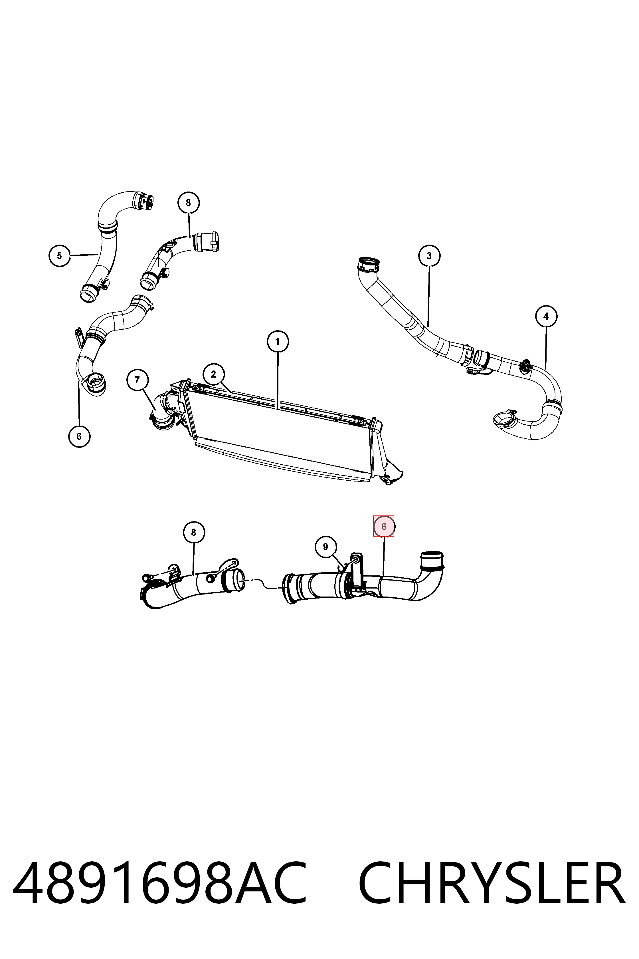 K04891698AB Fiat/Alfa/Lancia Патрубок интеркуллера