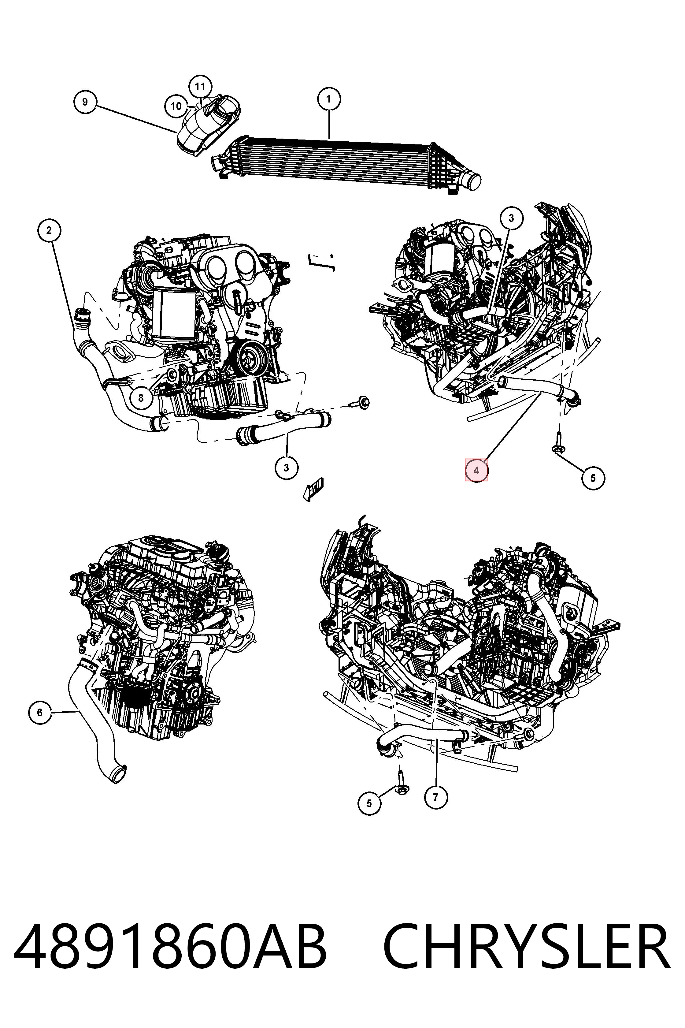 K04891860AB Fiat/Alfa/Lancia Патрубок интеркуллера