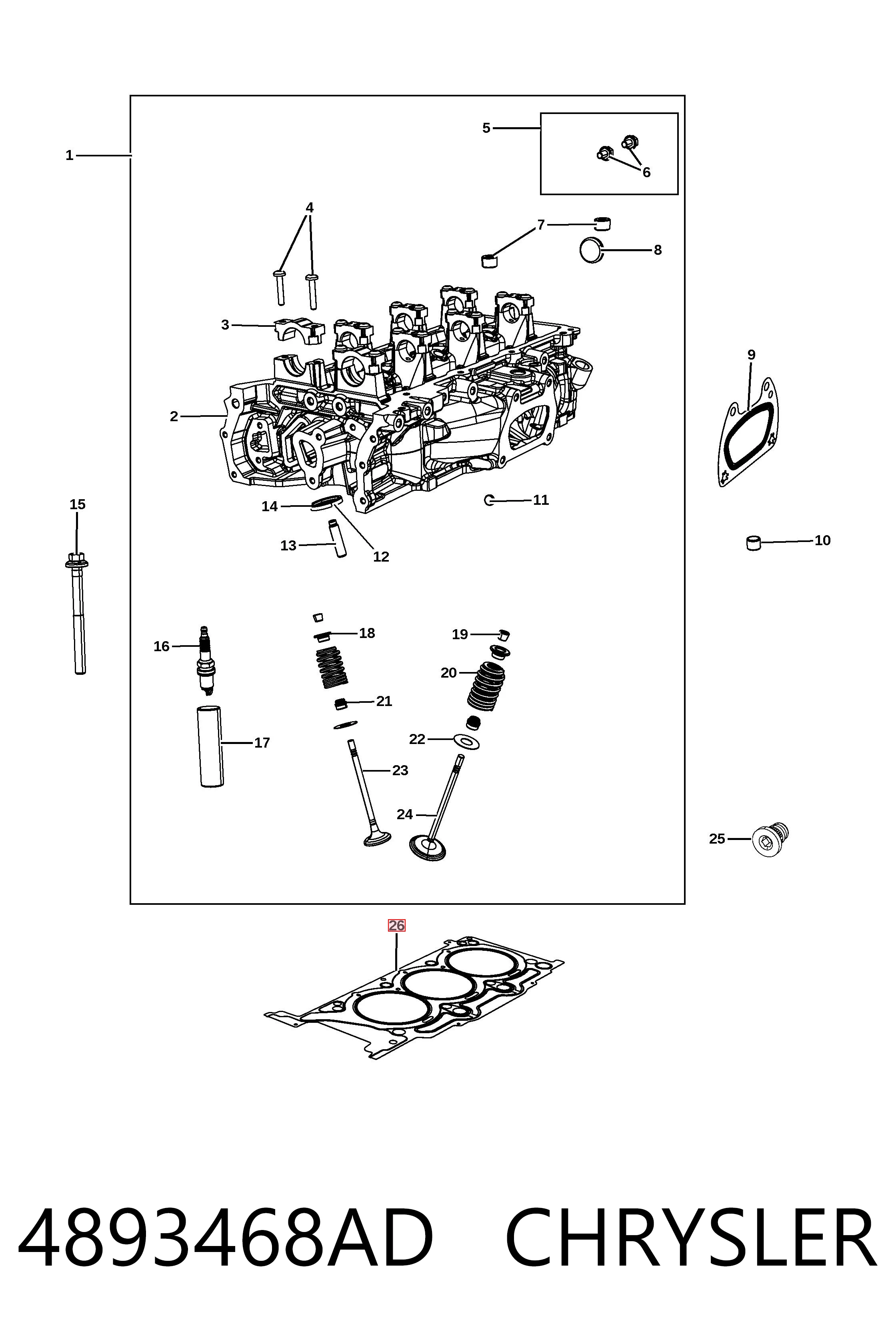 4893468AD Chrysler Правая прокладка головки блока цилиндров