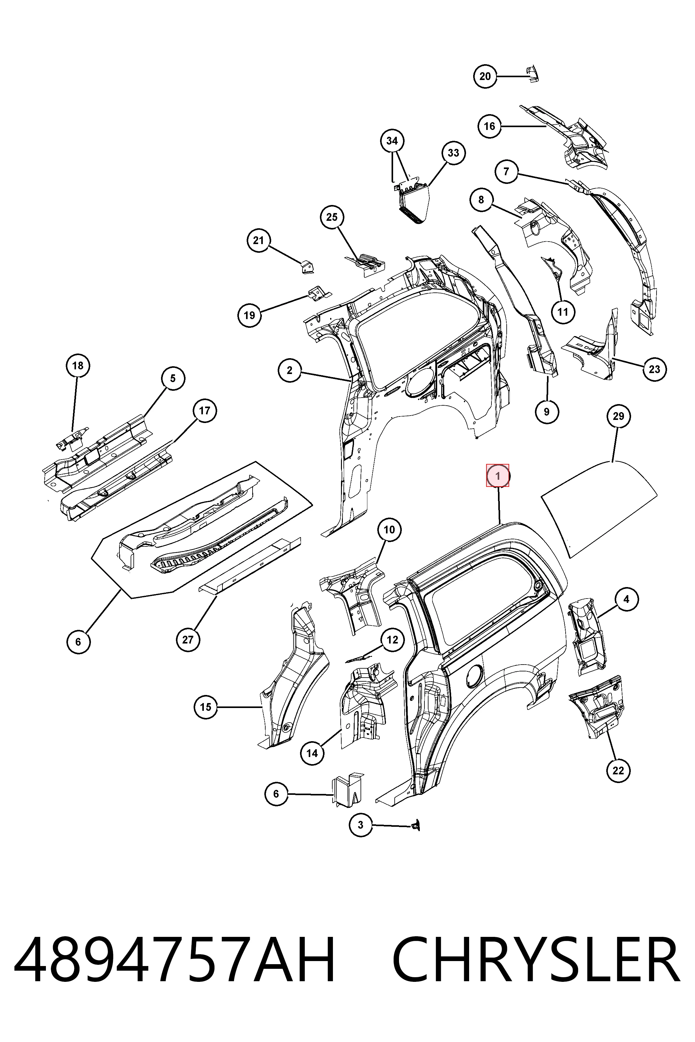 K04894757AG Fiat/Alfa/Lancia Крыло заднее левое