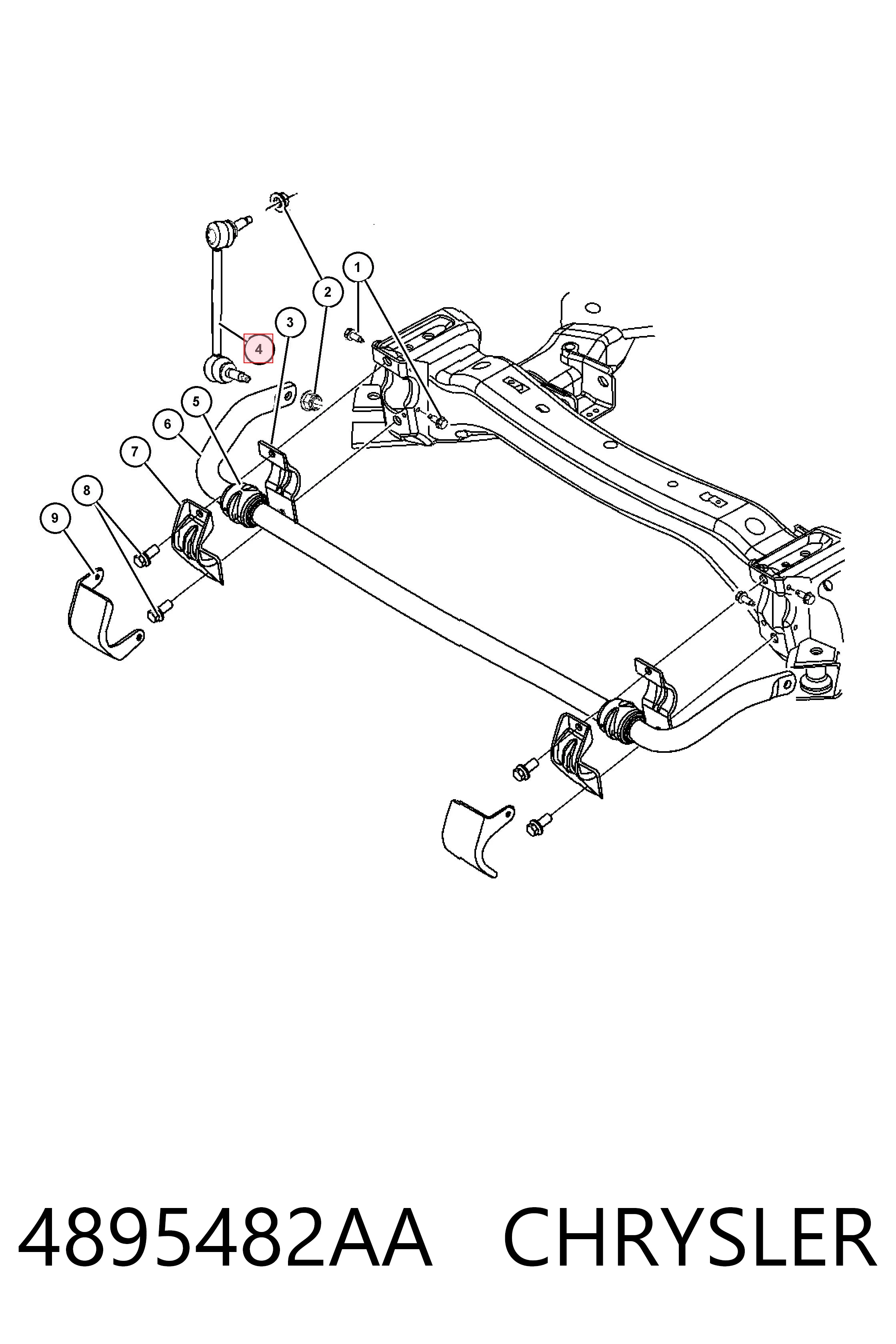 4895482AA Chrysler Тяжка стабилизатора, переднего, правая