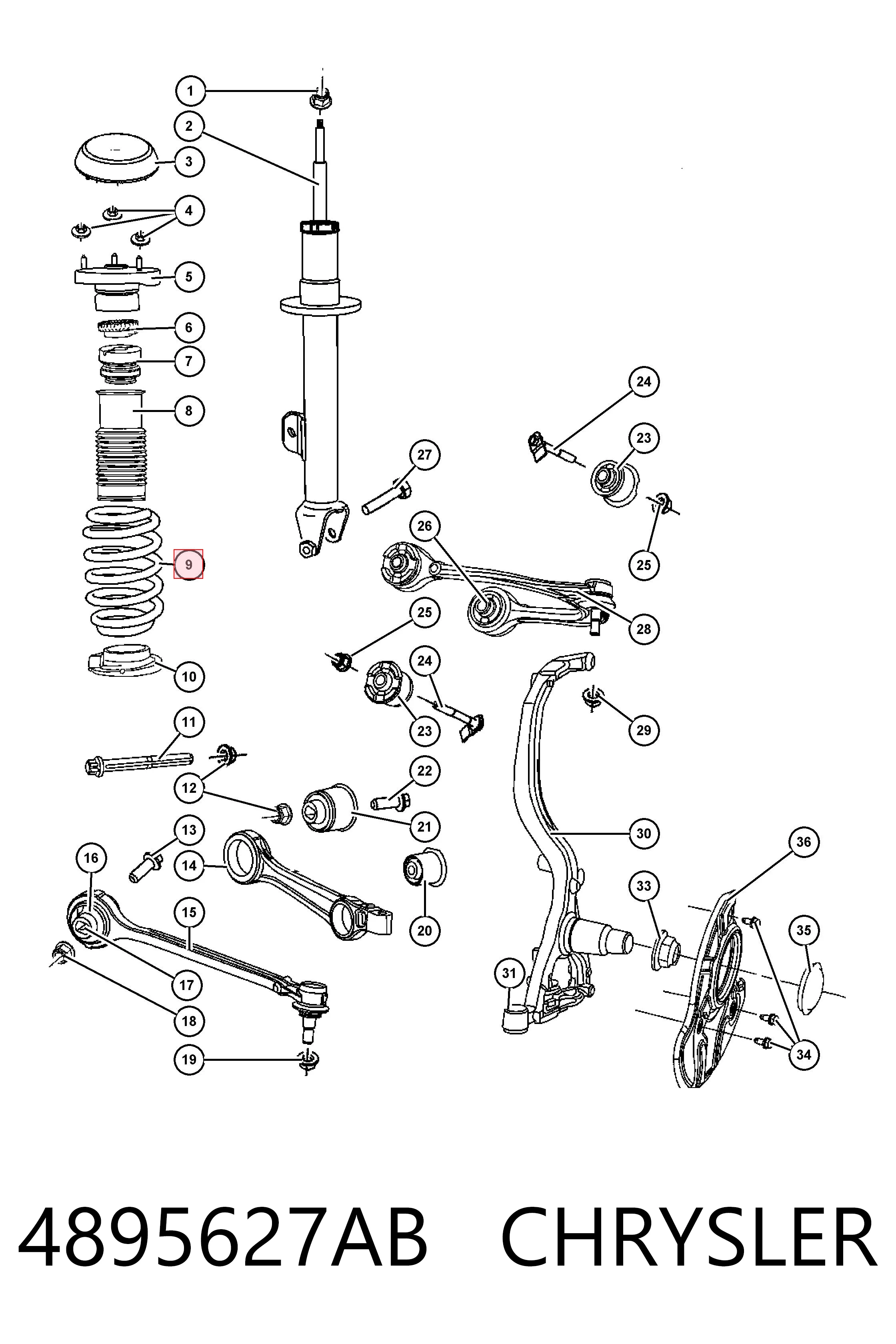 Пружина амортизатора передняя Fiat/Alfa/Lancia K04895627AB цена, от 161.01 USD