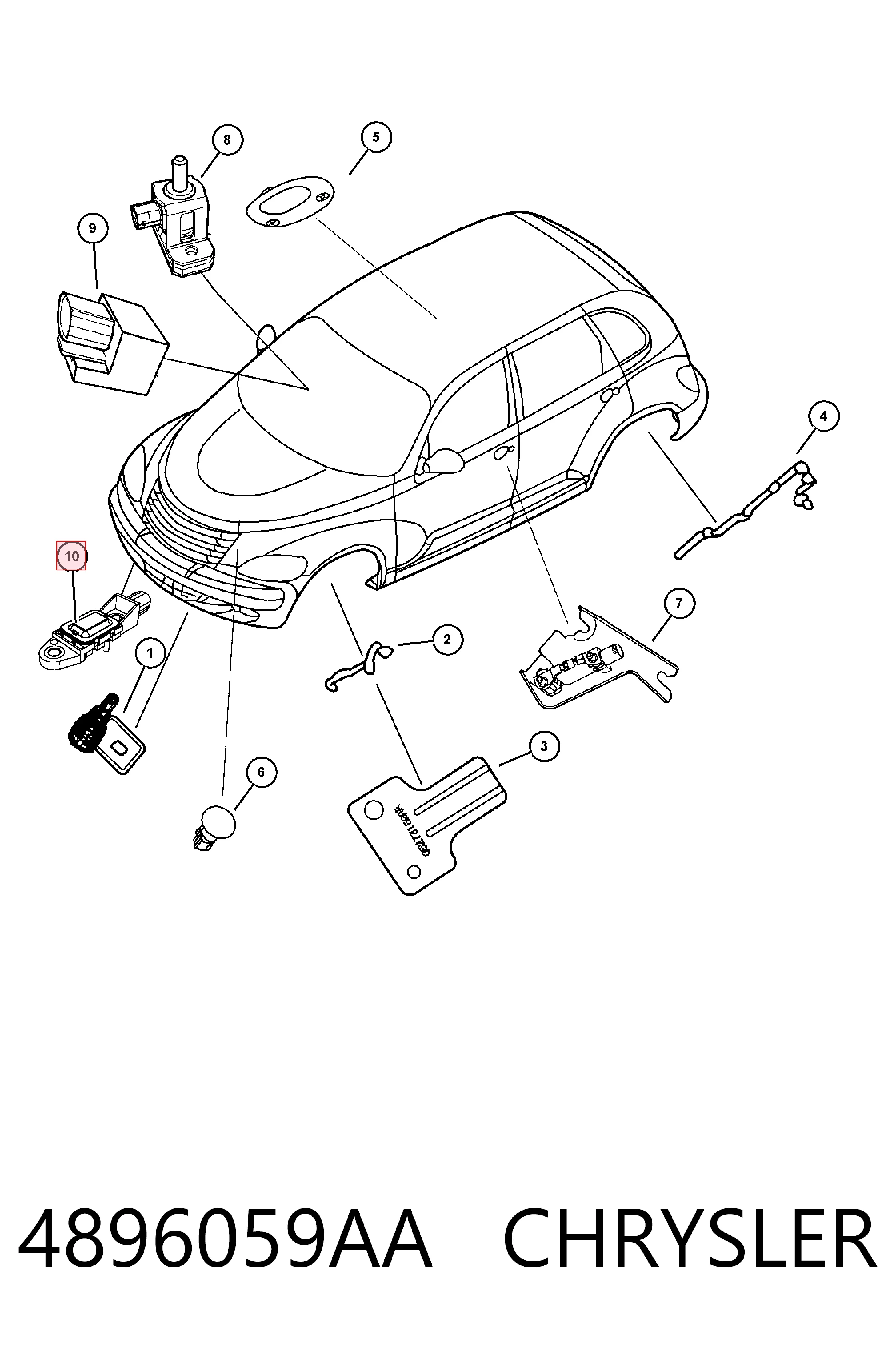 Датчик Эйрбэг передний Fiat/Alfa/Lancia K04896059AB цена, от 12.67 USD
