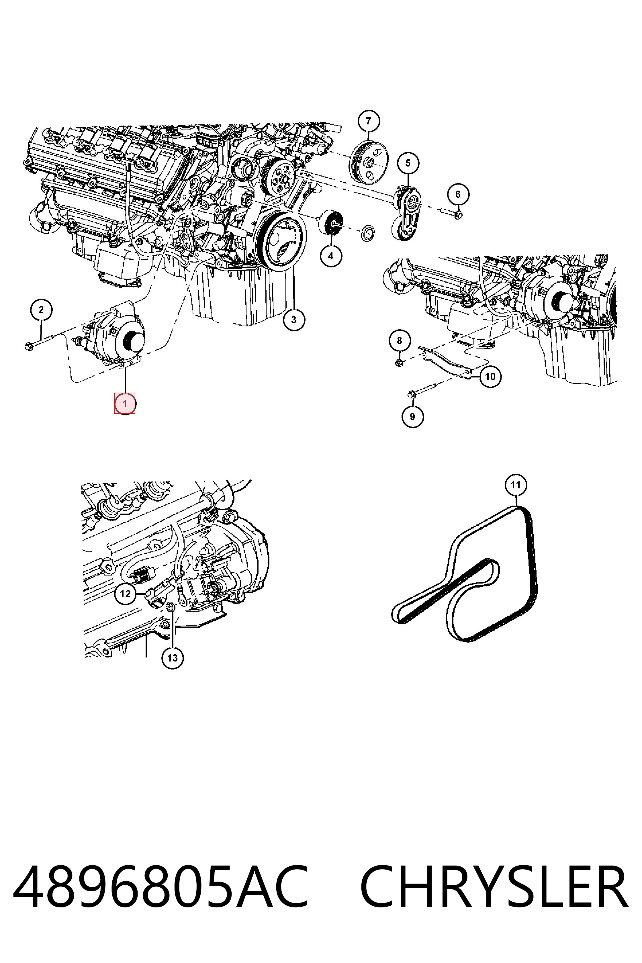 4896805AC Chrysler Генератор автомобильный