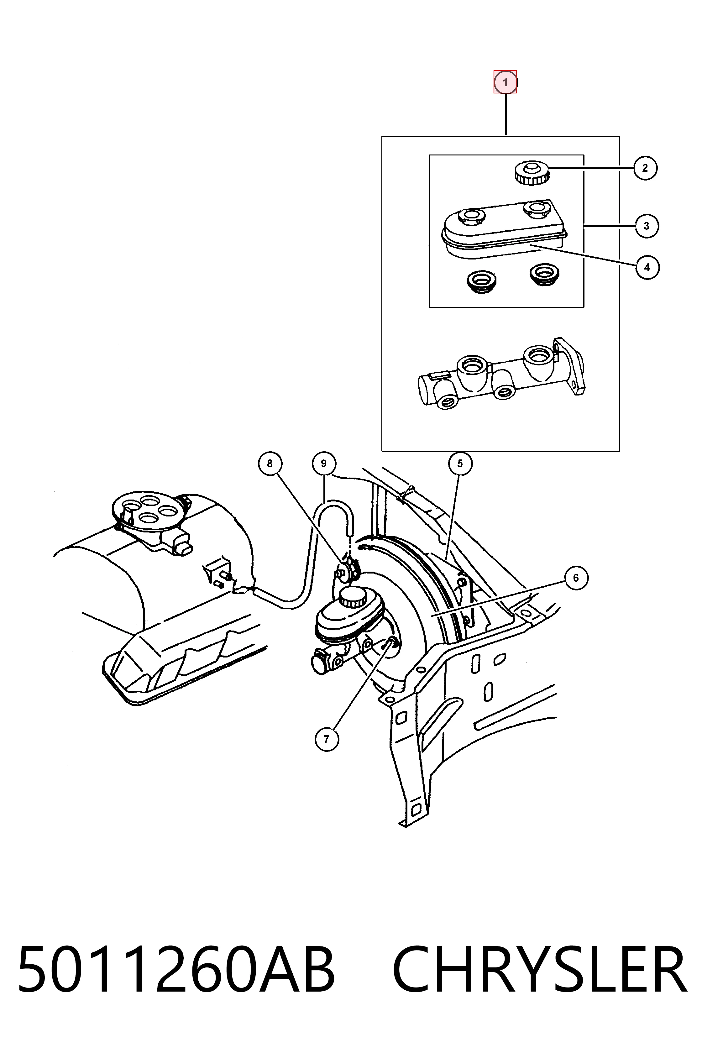 Главный тормозной цилиндр K05011260AA Fiat/Alfa/Lancia