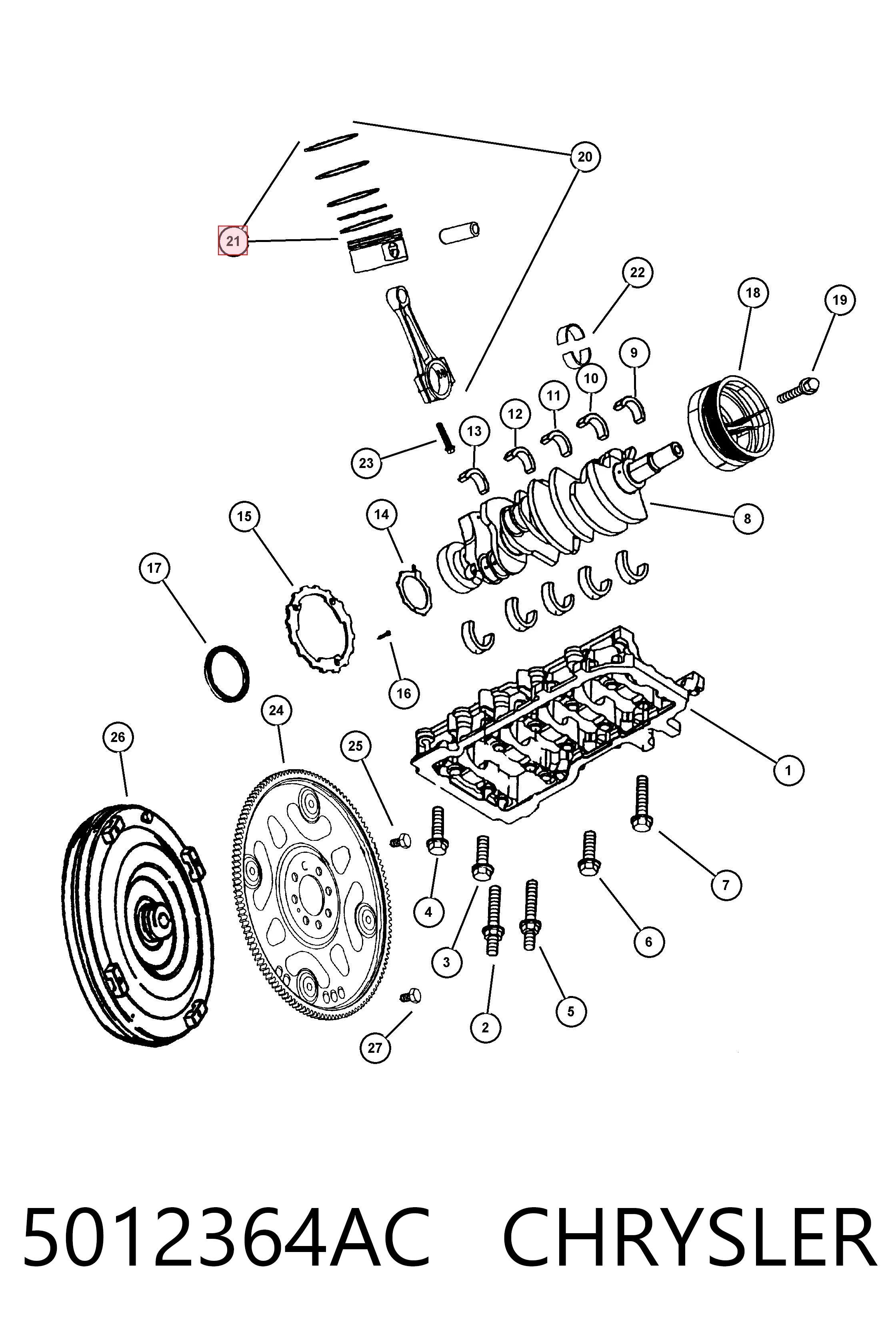 5012364AC Chrysler Поршневые кольца на 1 цилиндр, STD