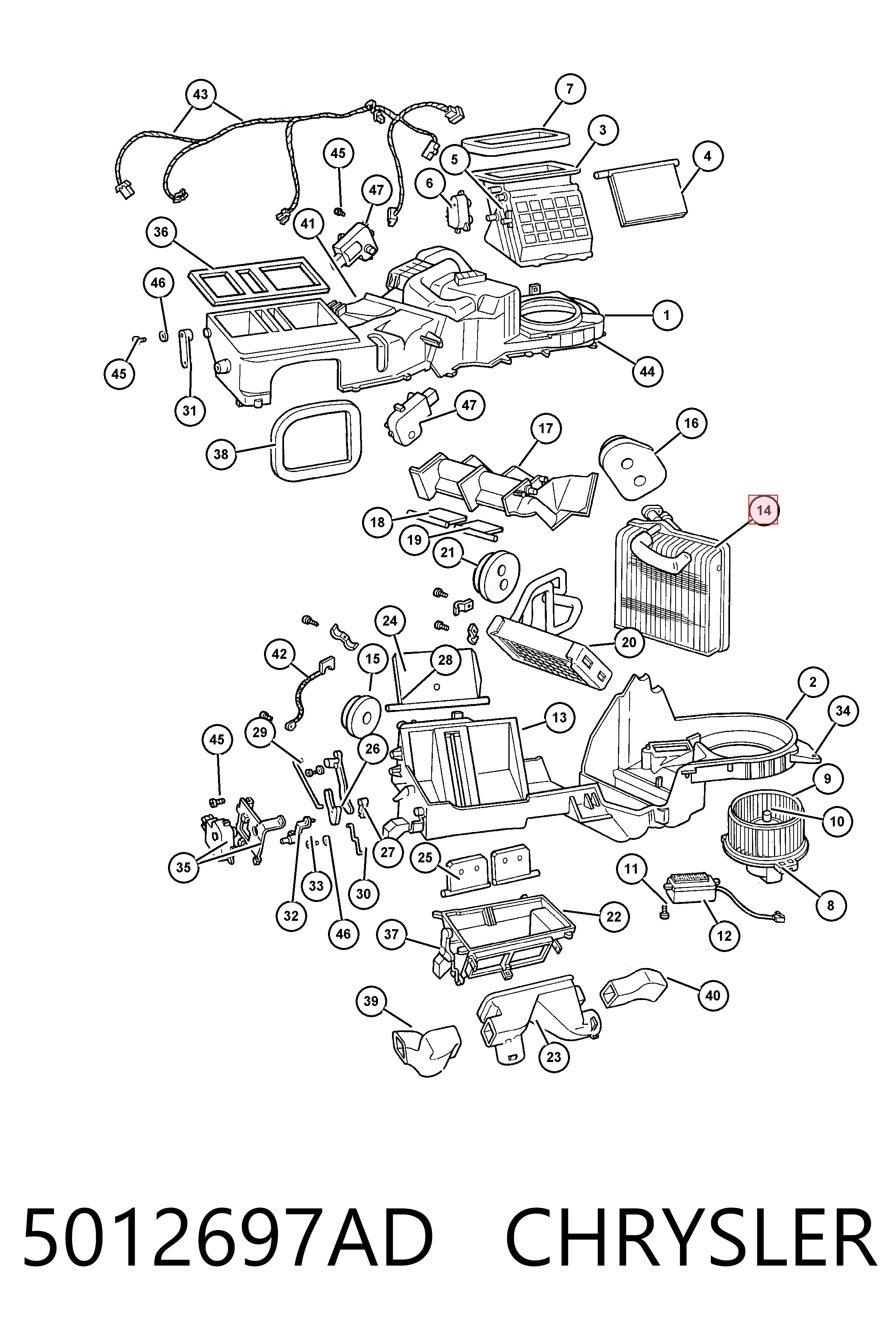 Купить K05012697AD Fiat/Alfa/Lancia Радиатор кондиционера салонный, испаритель