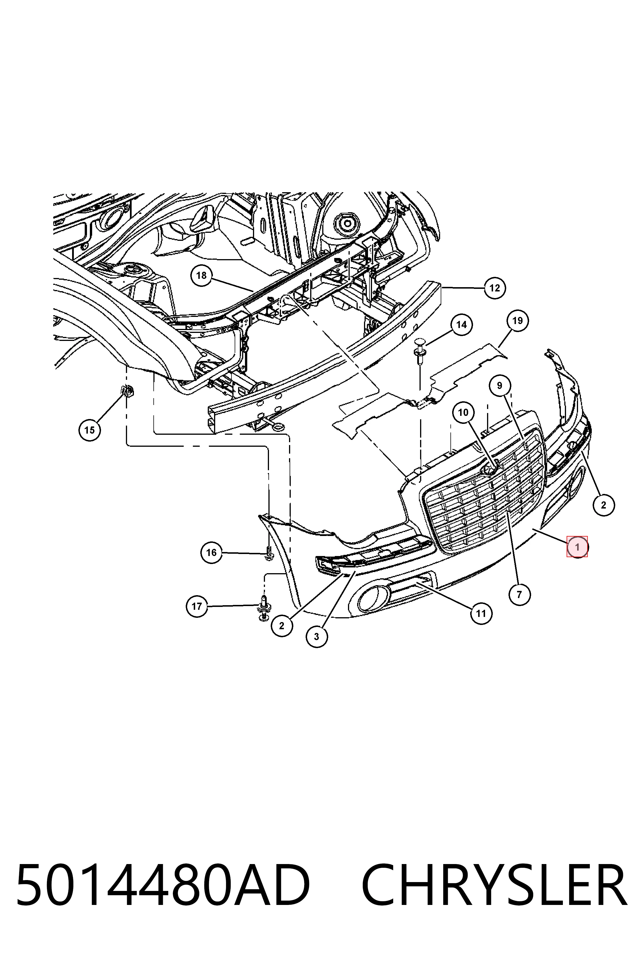 Бампер передний в сборе на Chrysler 300 C 