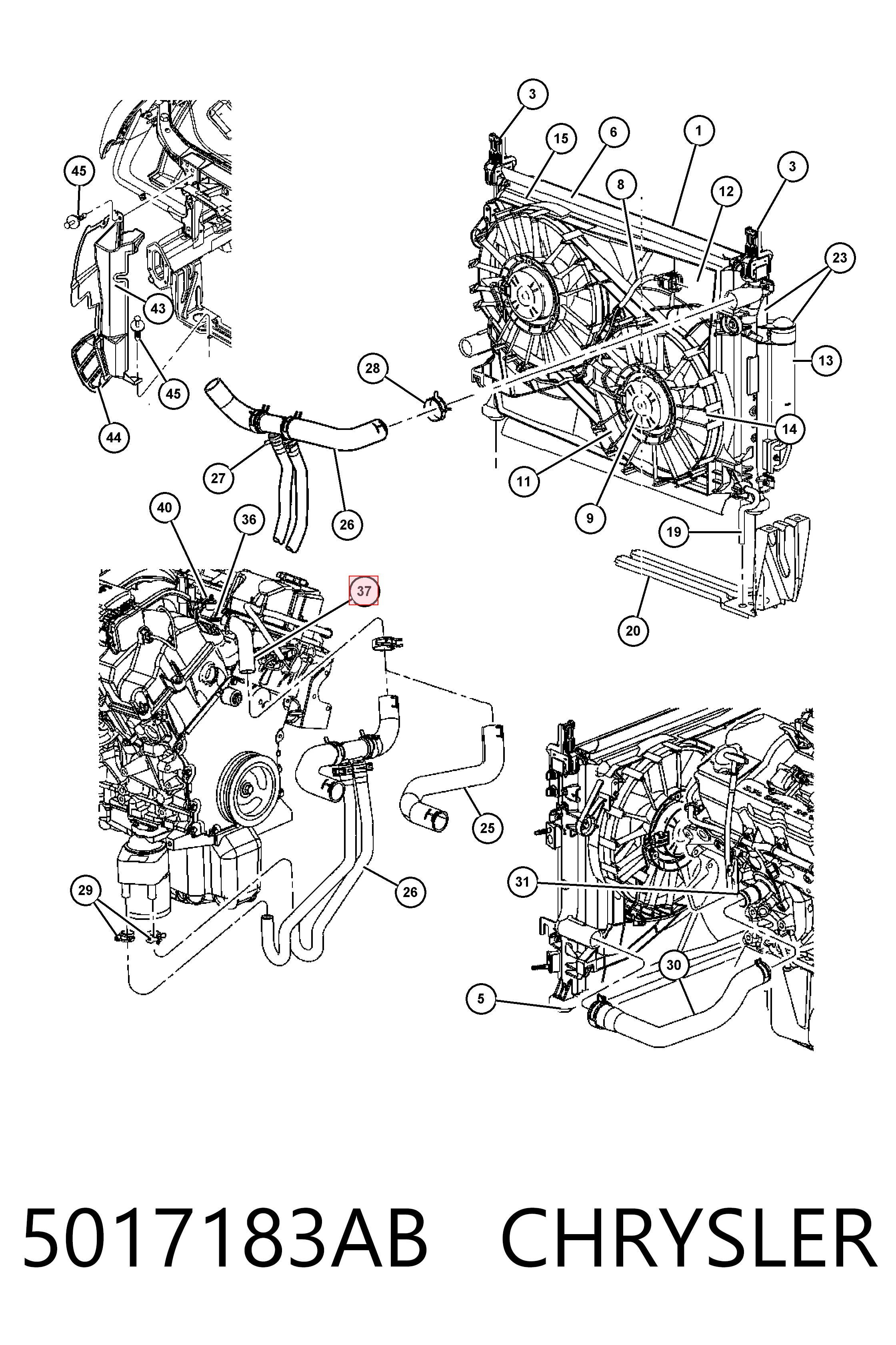 5017183AB Chrysler Корпус термостата в сборе