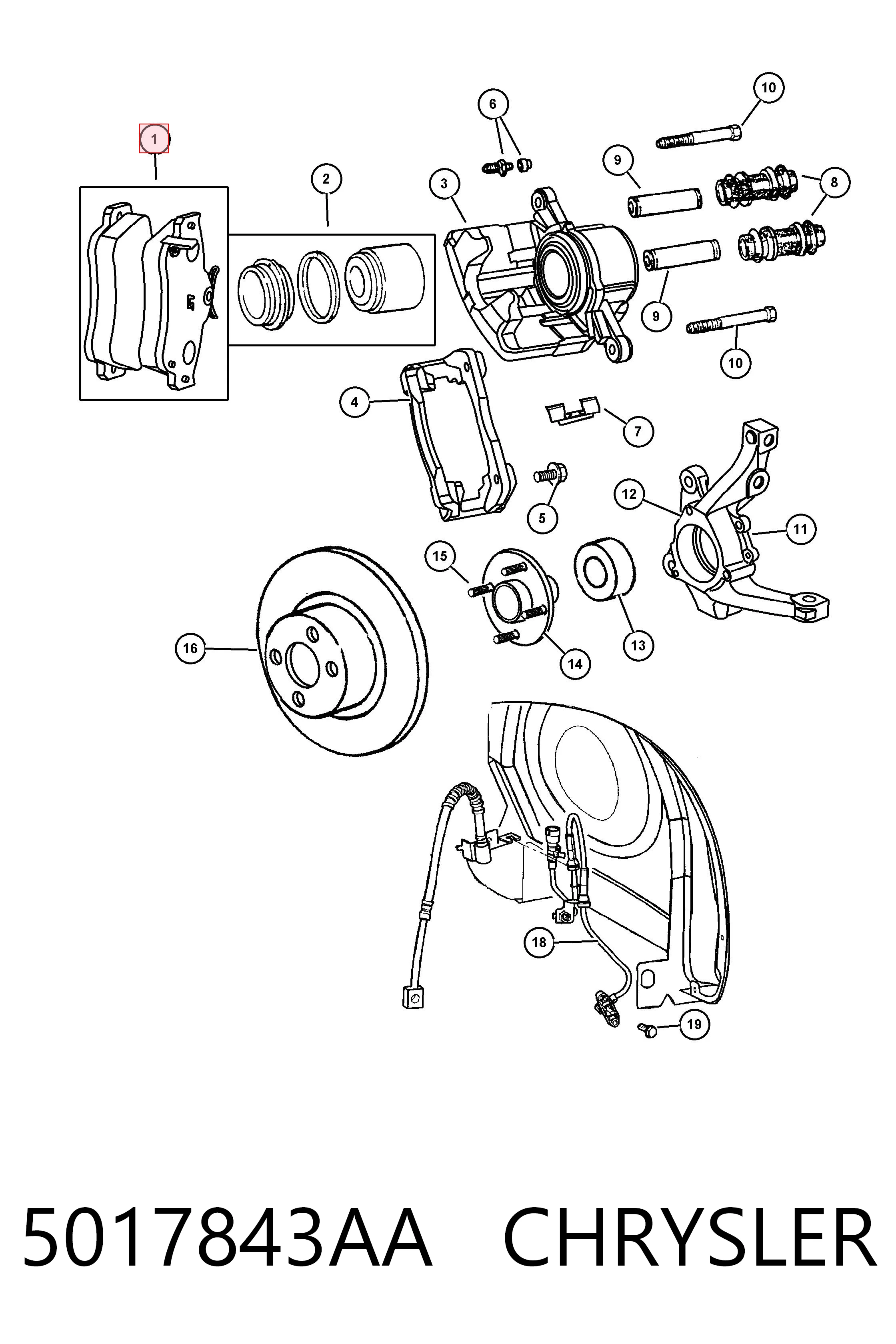 5017843AA Chrysler Колодки передние