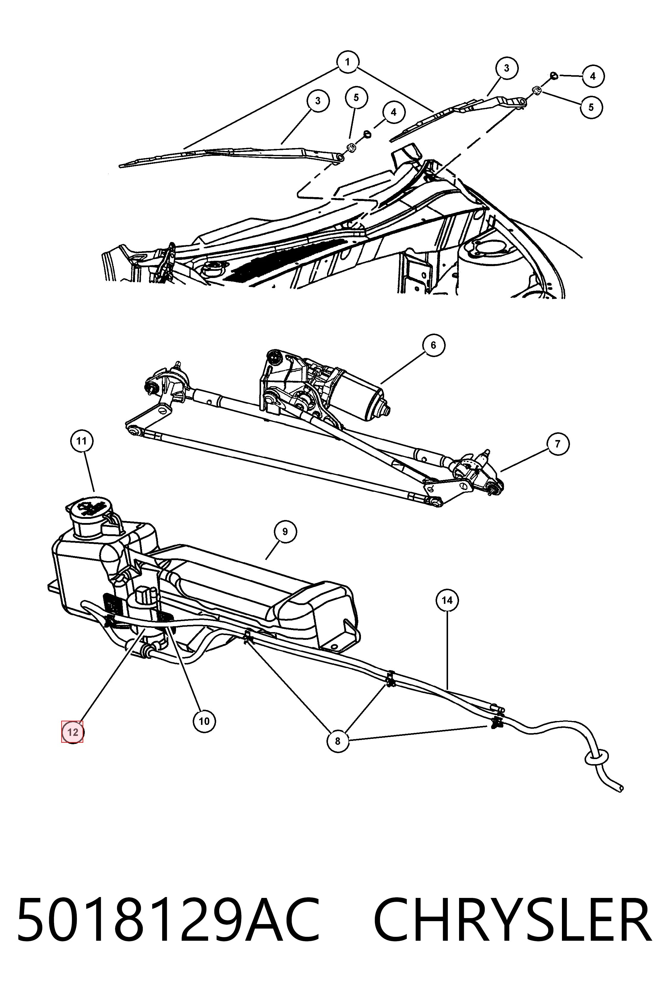 Купить K05093412AA Fiat/Alfa/Lancia Моторчик омывателя переднего стекла