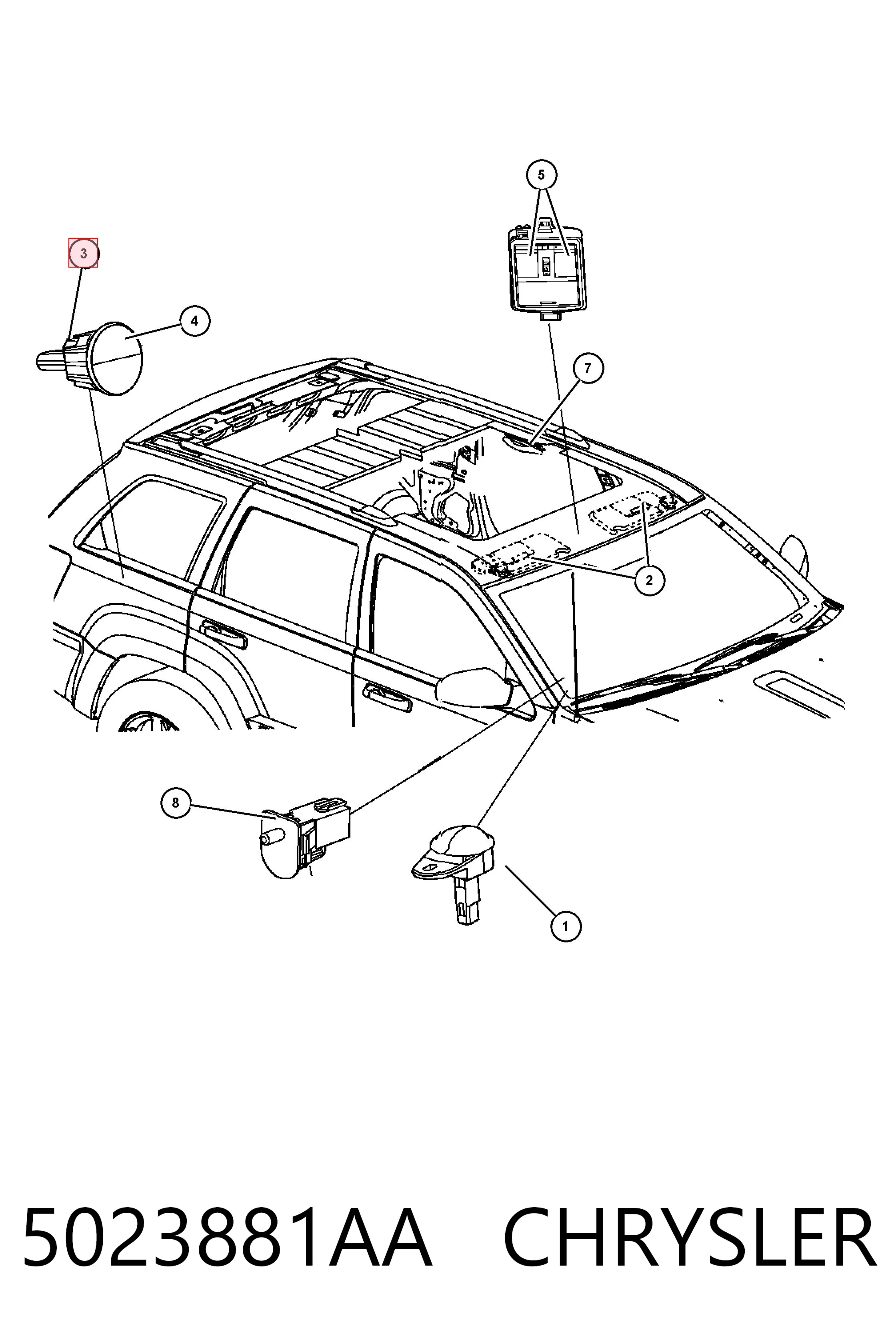 Плафон подсветки багажного отсека Fiat/Alfa/Lancia K05023881AD цена, от 16.15 USD